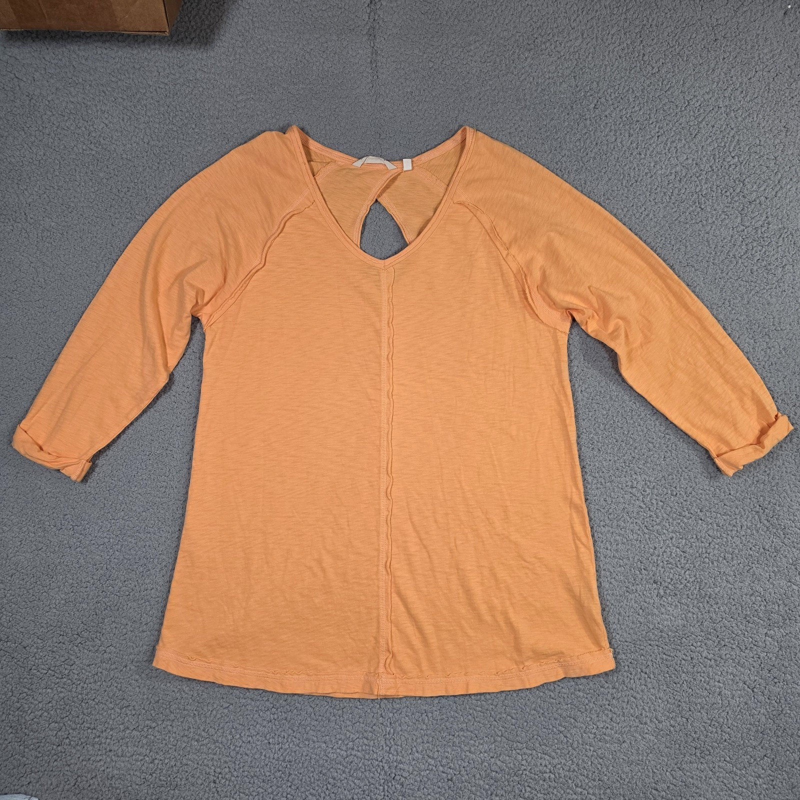Soft Surroundings 100% Pima Cotton Tunic Top Womens Medium Orange Keyhole Back