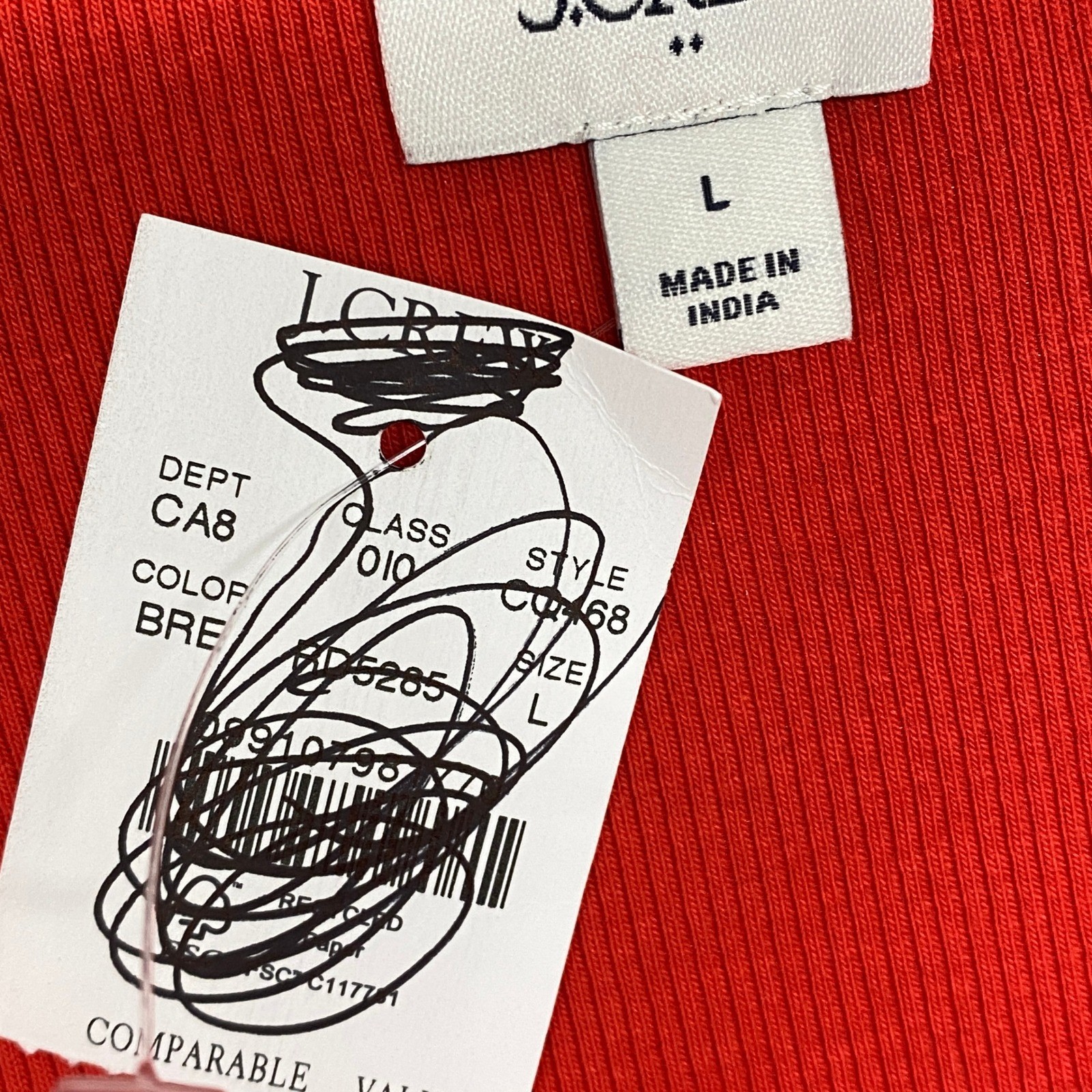 J Crew Shirt Womens Large Red Puff Sleeve Pintuck Ribbed Top CQ468 NWT