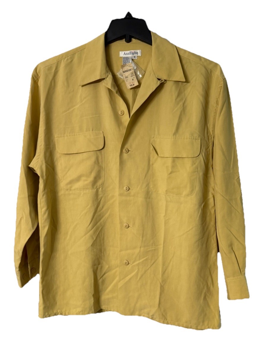 Vintage NWT Ann Taylor Womens Long Sleeve Silk Button Shirt Top Blouse Small