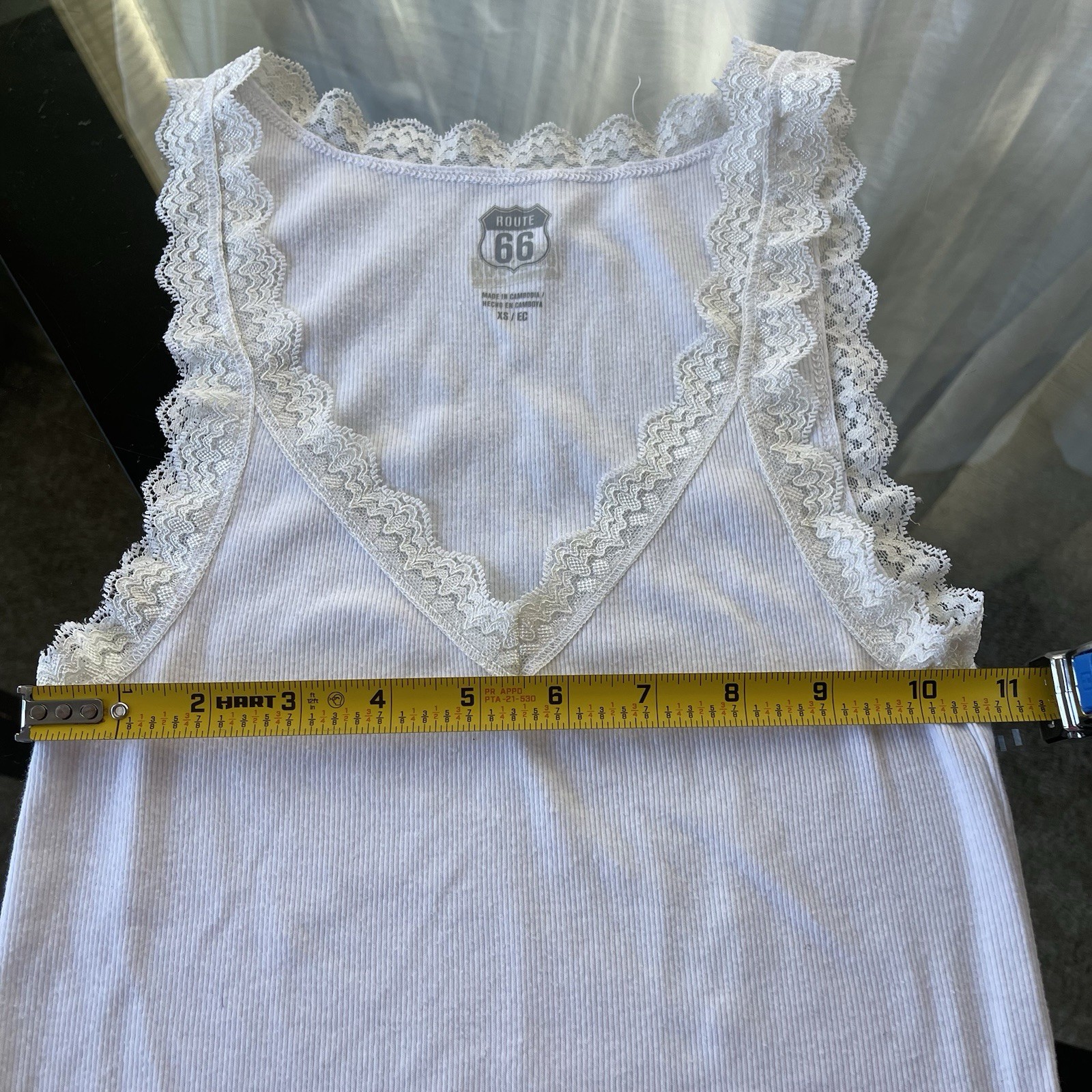Route 66 Womens Y2K Lace Trim Preppy Cami Size XS White 90S Staple Classic