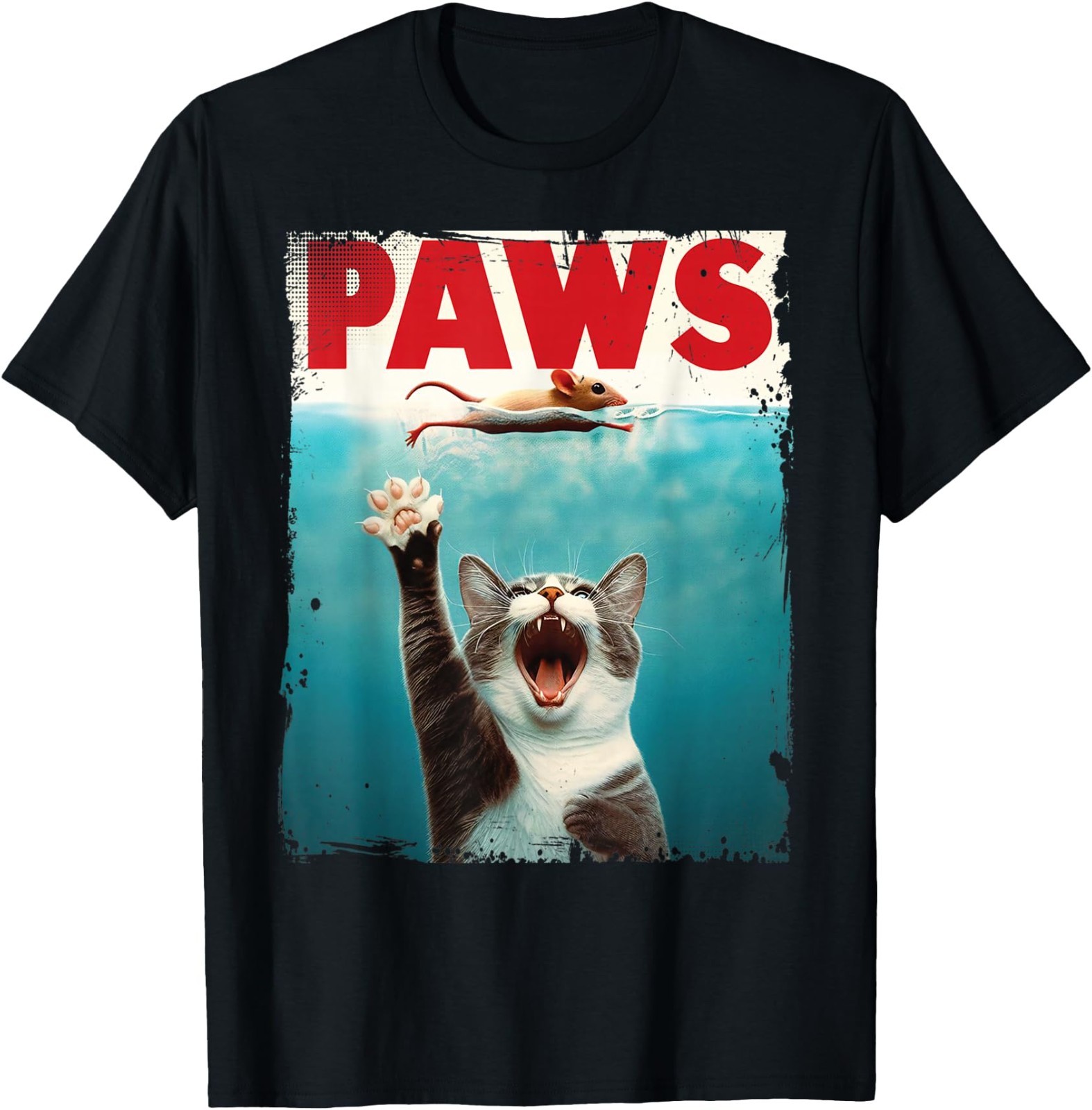 Paws Parody Cat Mouse Humorous Cat Chasing Mouse Kitten T-Shirt