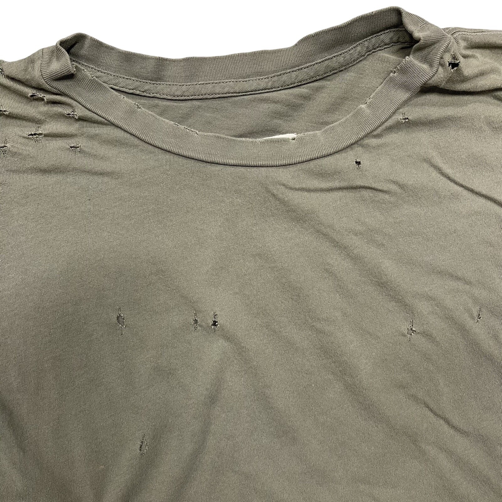Current Elliott T Shirt The Ruffle Roadie Tee Dusty Olive Destroy Size 1 Cotton