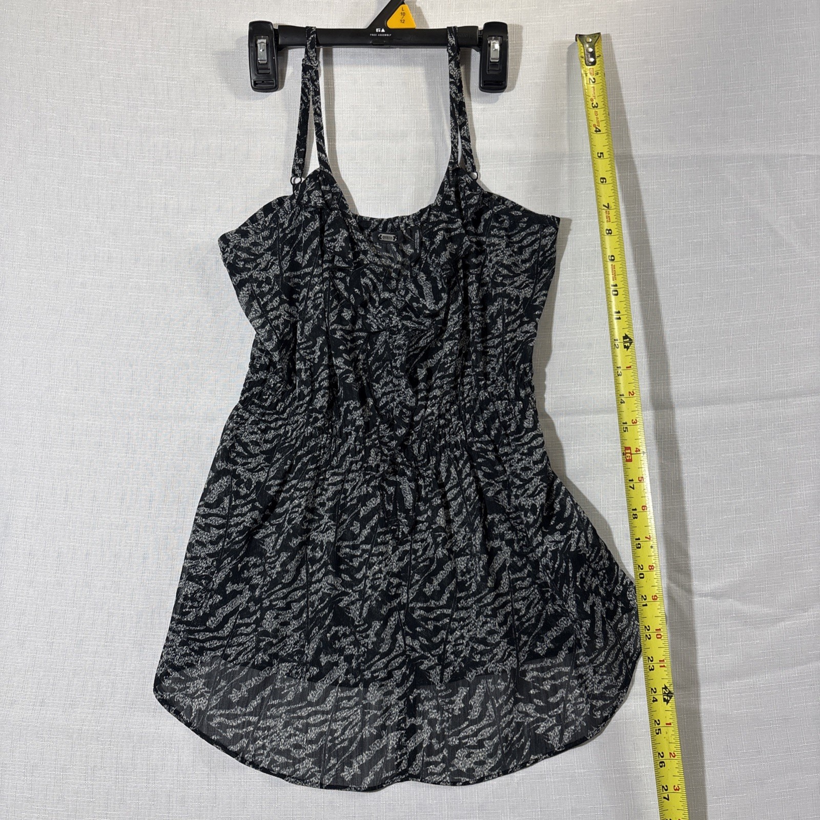 Guess Women’s Small Tankini Top B&W Zebra Pattern Pleated Waist