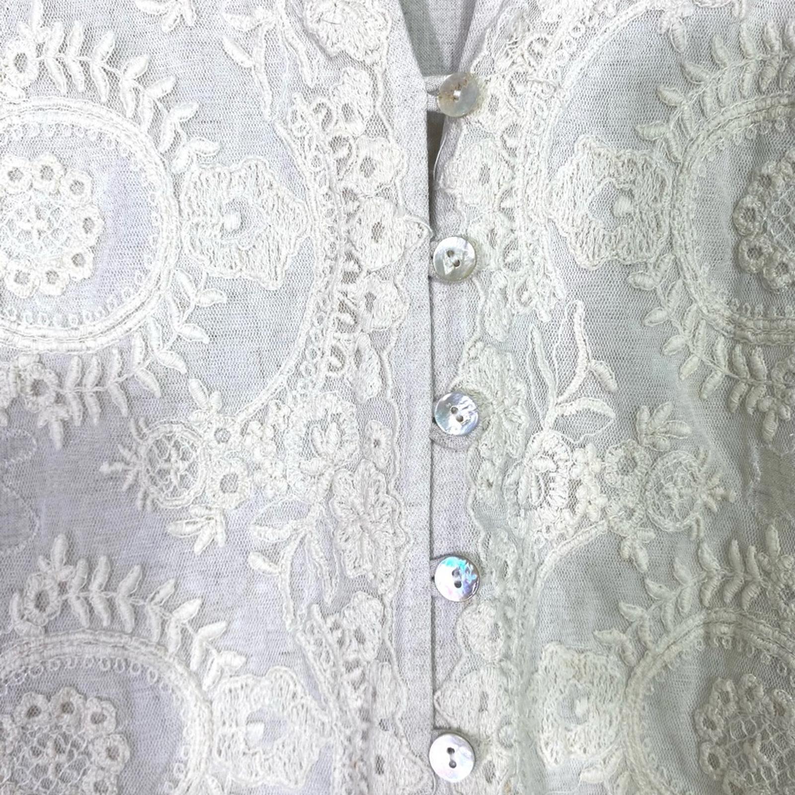 Soft Surroundings Embroidered Beige Natural Linen Tunic Top Size PXS Petite XS