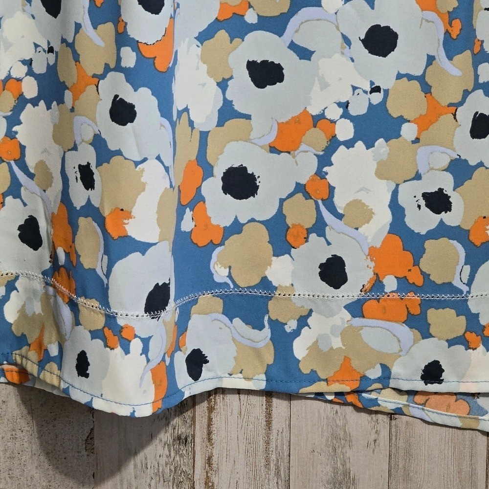 Joie Long Sleeve Floral Peasant Boho Blouse Button Placket Front Tie Size Large