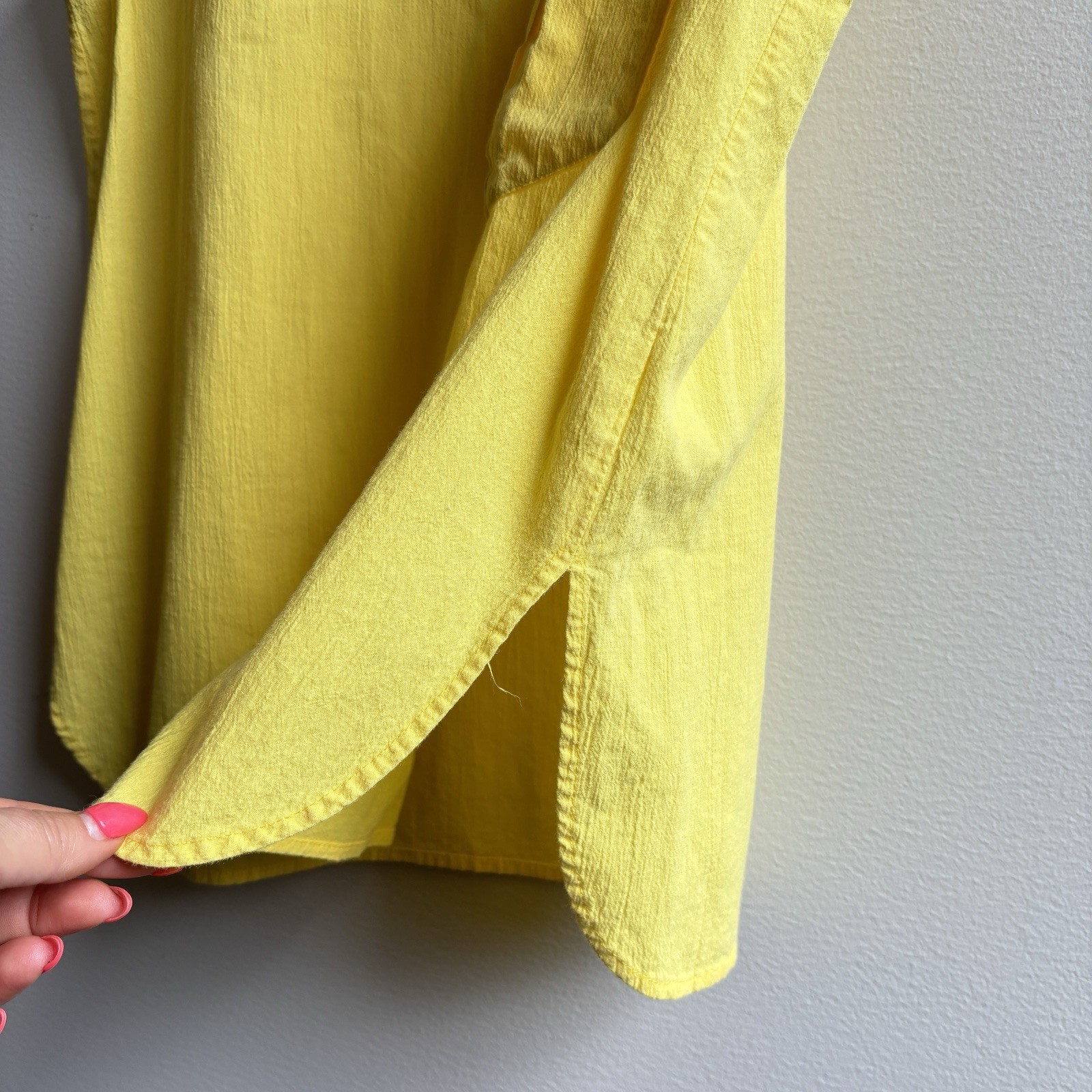 Vintage 90s Tank Top L Sunshine Yellow Cotton Classic Retro Beach Resort Summer