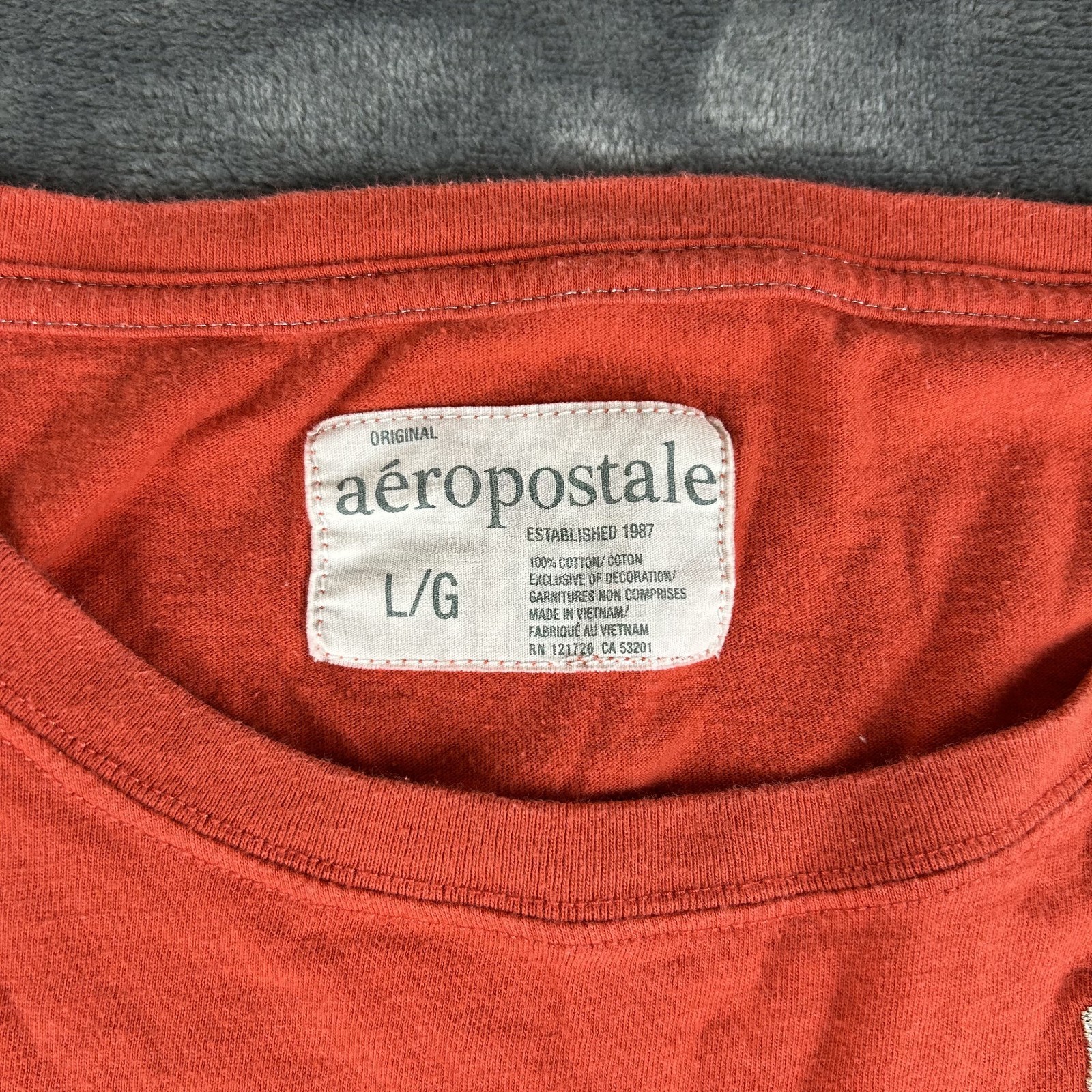 Aeropostale Retro Y2K Orange Large Henley Top Spell Out “87” Long Sleeve