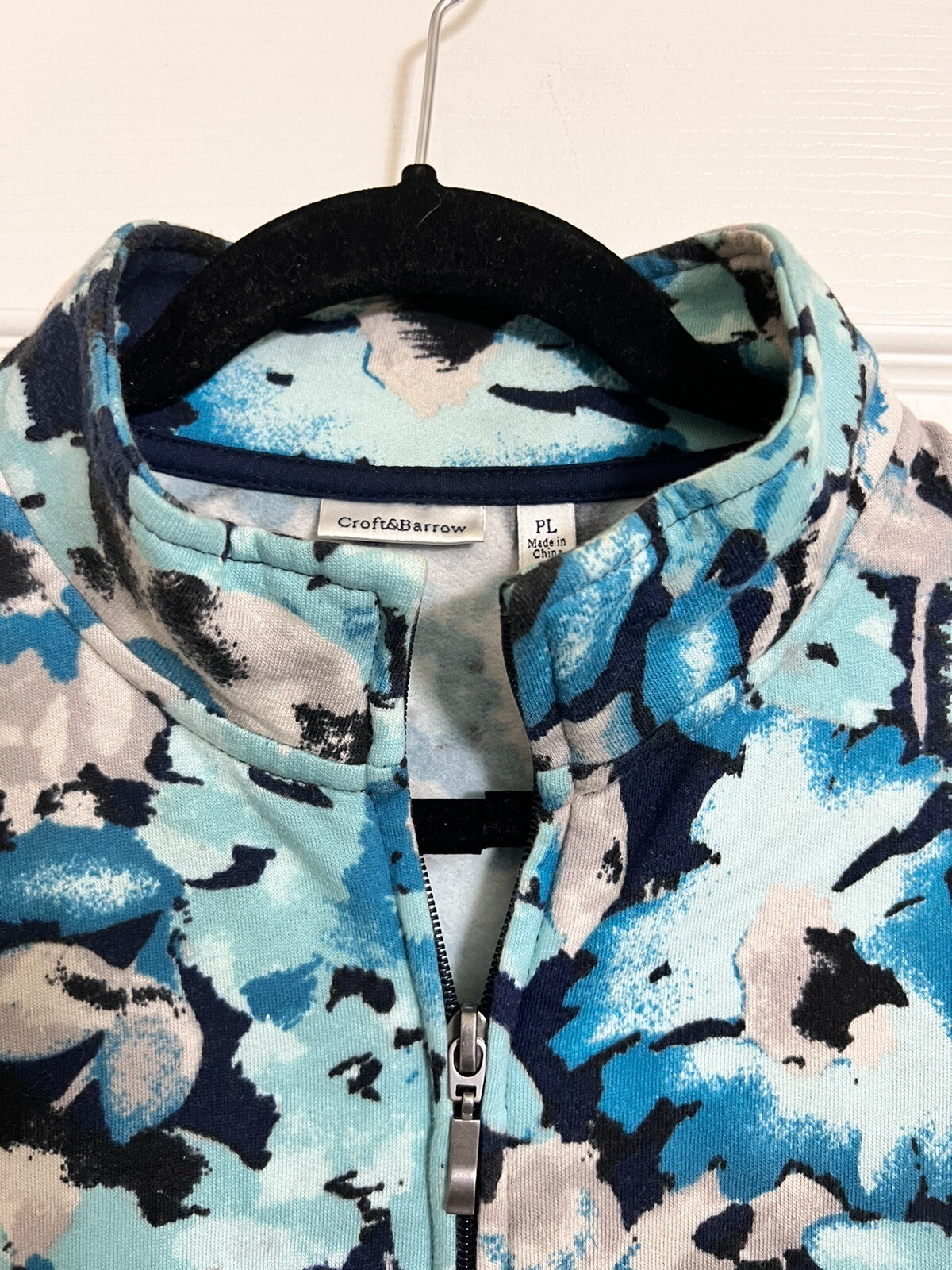 CROFT AND BARROW WOMEN SIZE PL FLORAL MOCK NECKLINE LONG SLEEVE ZIP UP JACKET