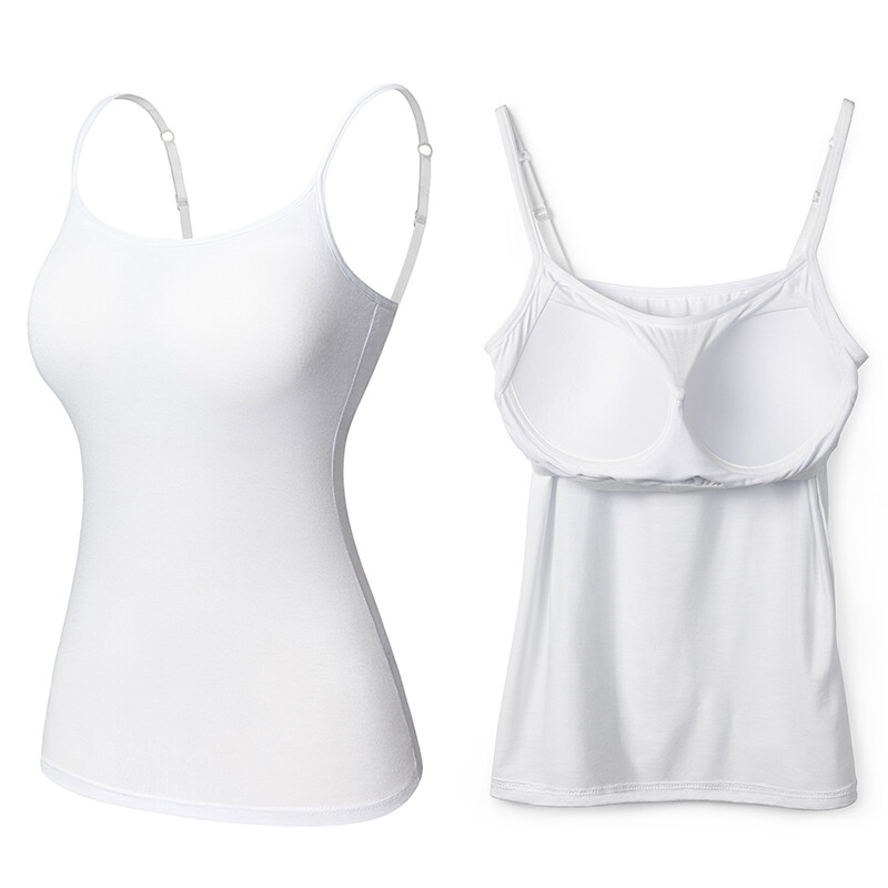 Women Cami Adjustable Strap Camisole With Built in Padded Bra Tank Tops Vest US
