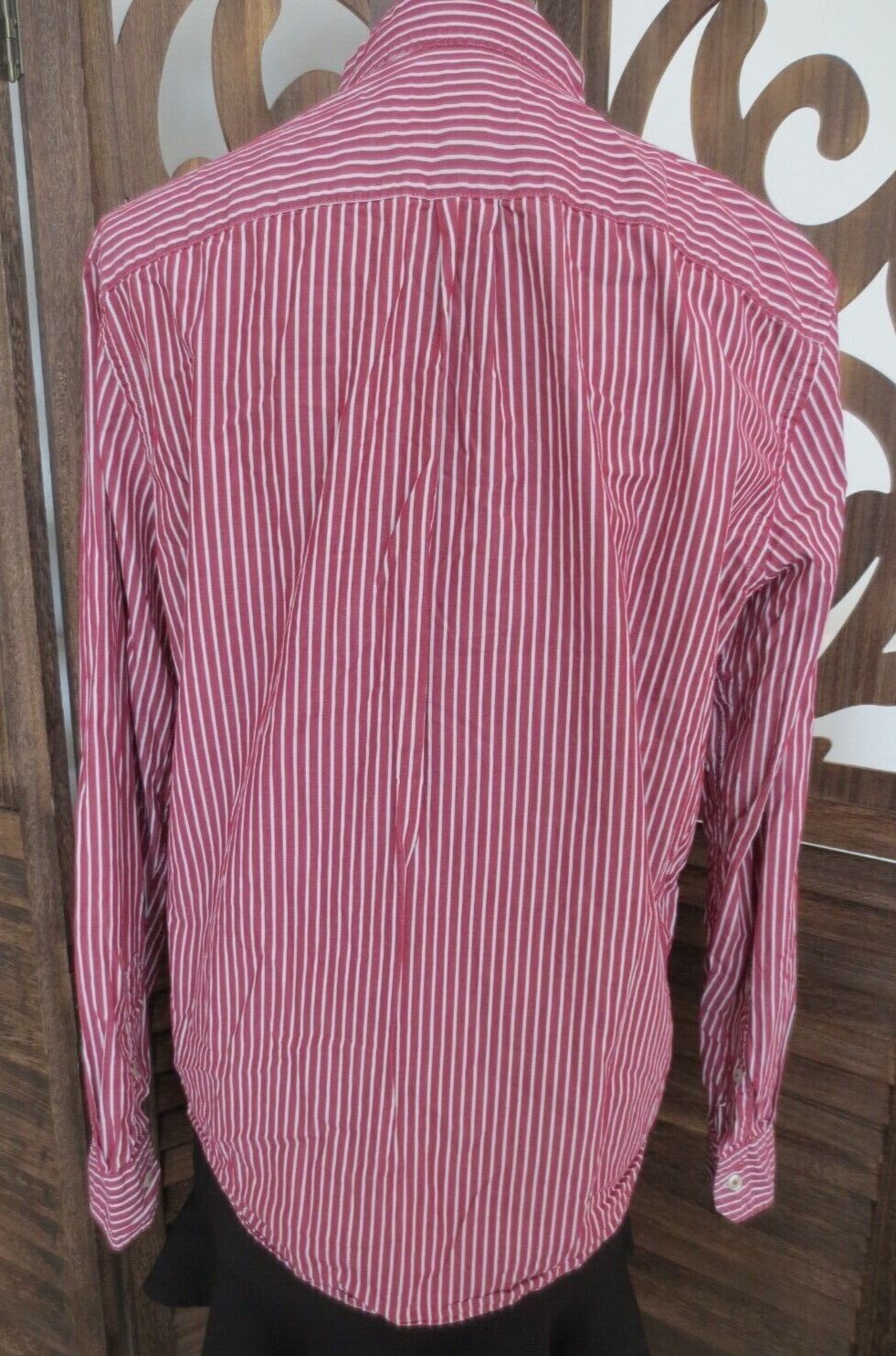 AEO American Eagle Womens Button Classic Fit Maroon Striped Top Shirt Blouse – M