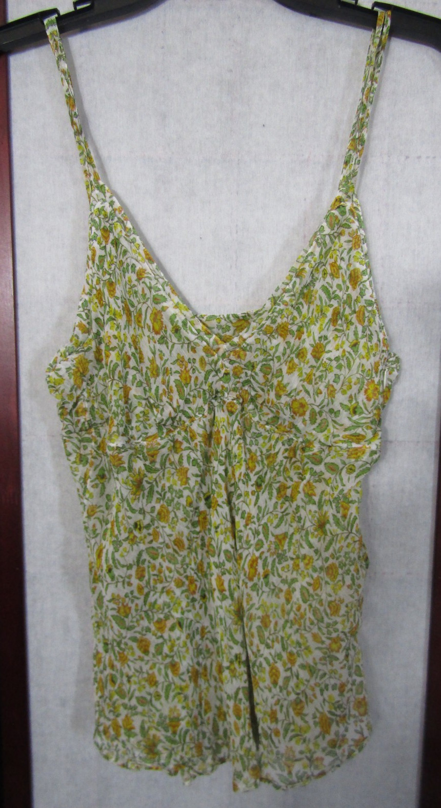 J.Crew Yellow Floral Sleeveless Silk Atlernative Cupro Tank Top Women’s Size 12