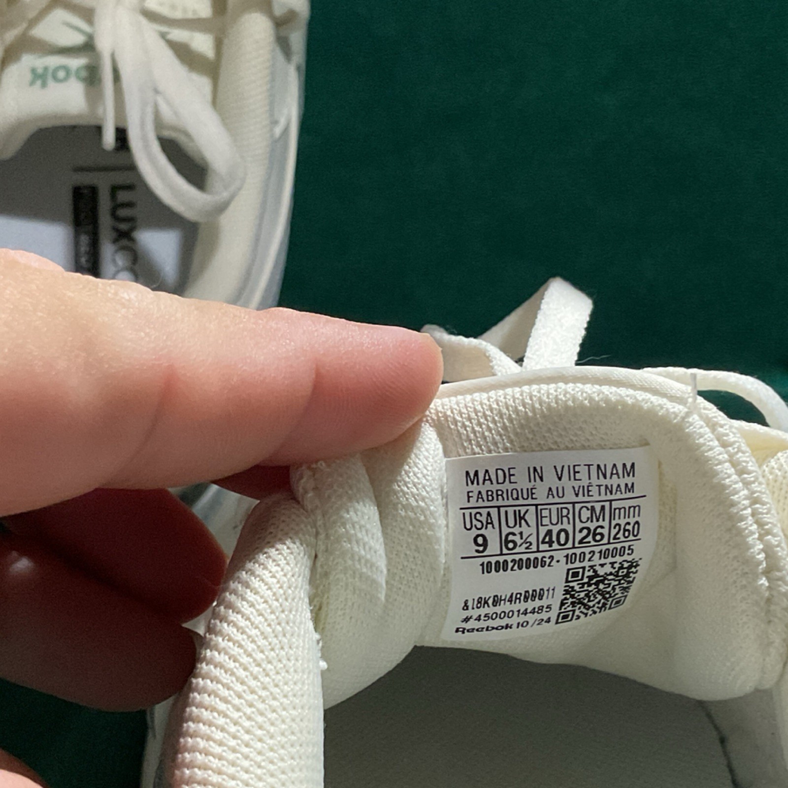 Reebok LuxComfort 1000200062 White Mint Green women’s Athletic Sneaker