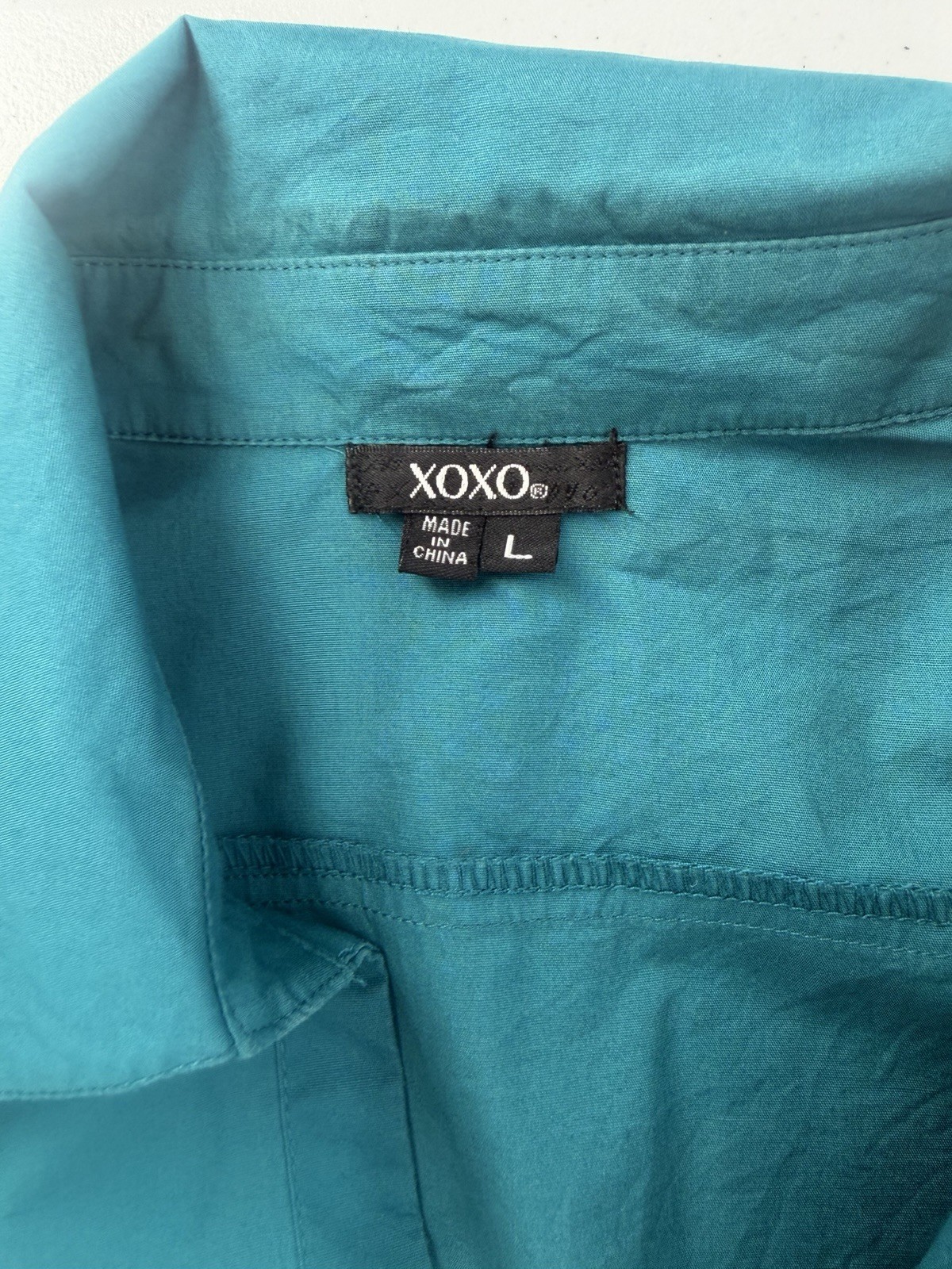 Vtg XOXO Women’s L Green Hook Front Puff Sleeve Top Smocked Whimsical Y2K Goth
