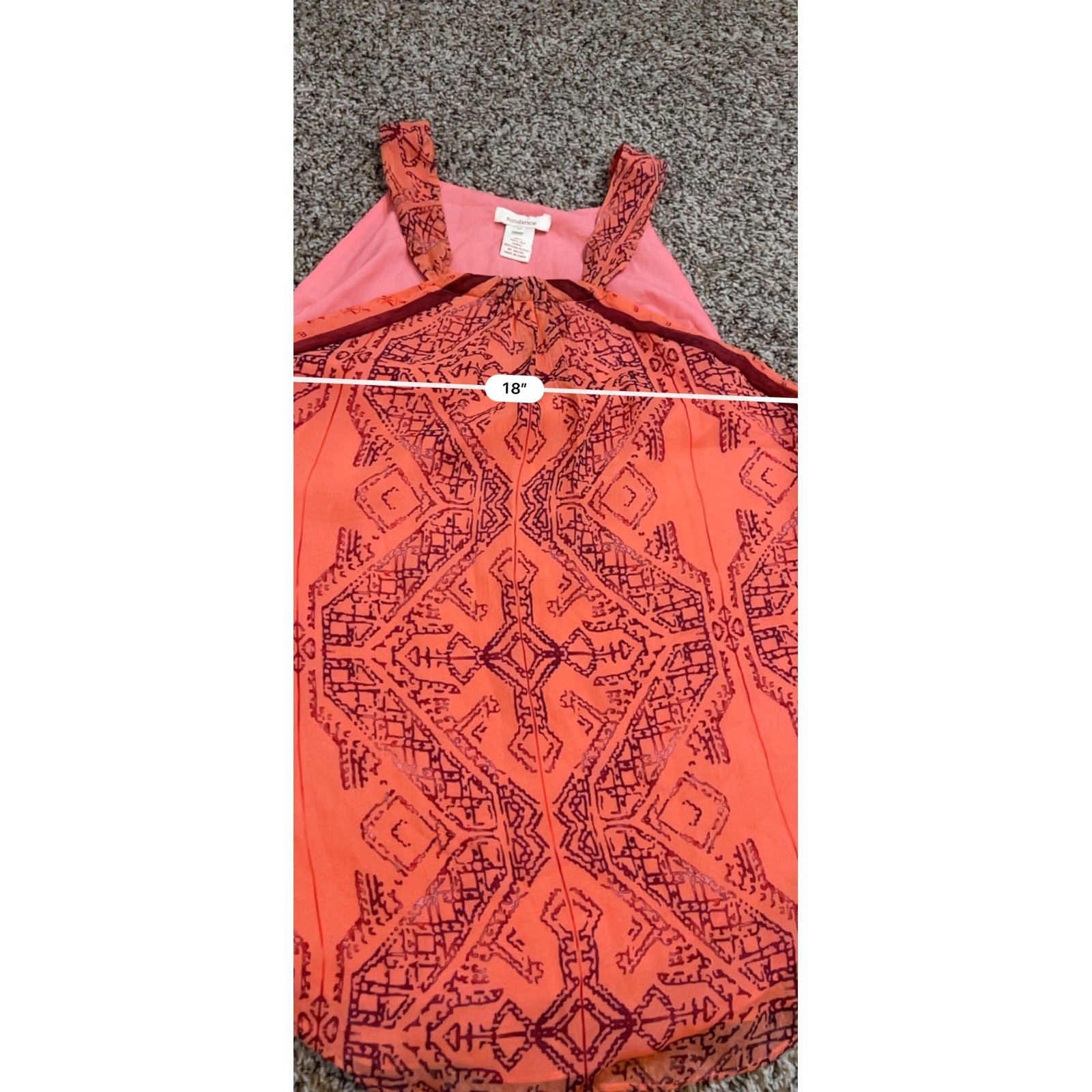 Sundance Kerala Halter Top 100% Silk Coral Geometric Tribal Print Size 12 NEW