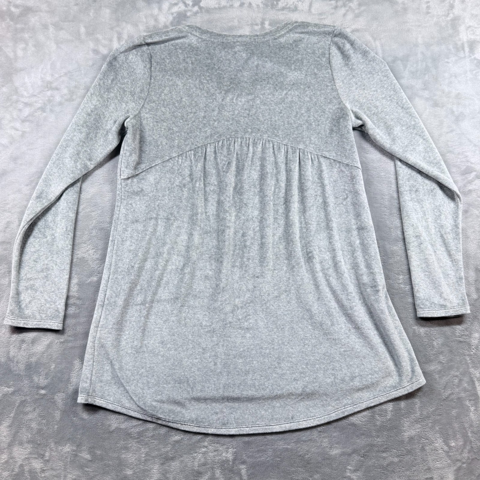 Pure Jill Gray Velour V-Neck Tunic Top Pima Cotton Modal Blend XS petite Loose