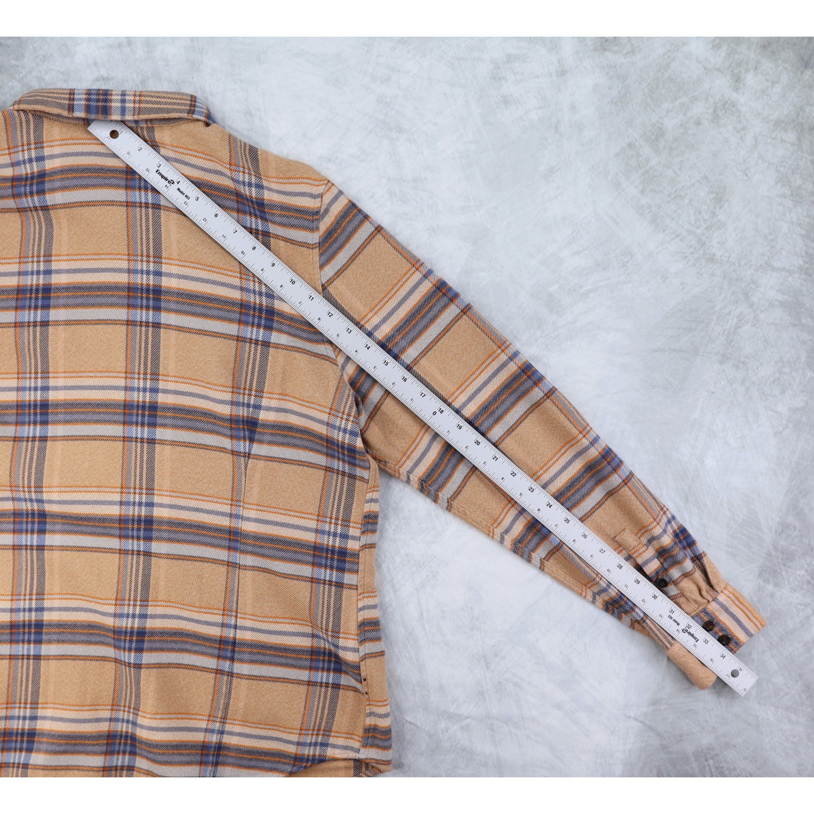 Patagonia Fjord Flannel Shirt Women Medium Tan Blue Plaid Organic Cotton 53916