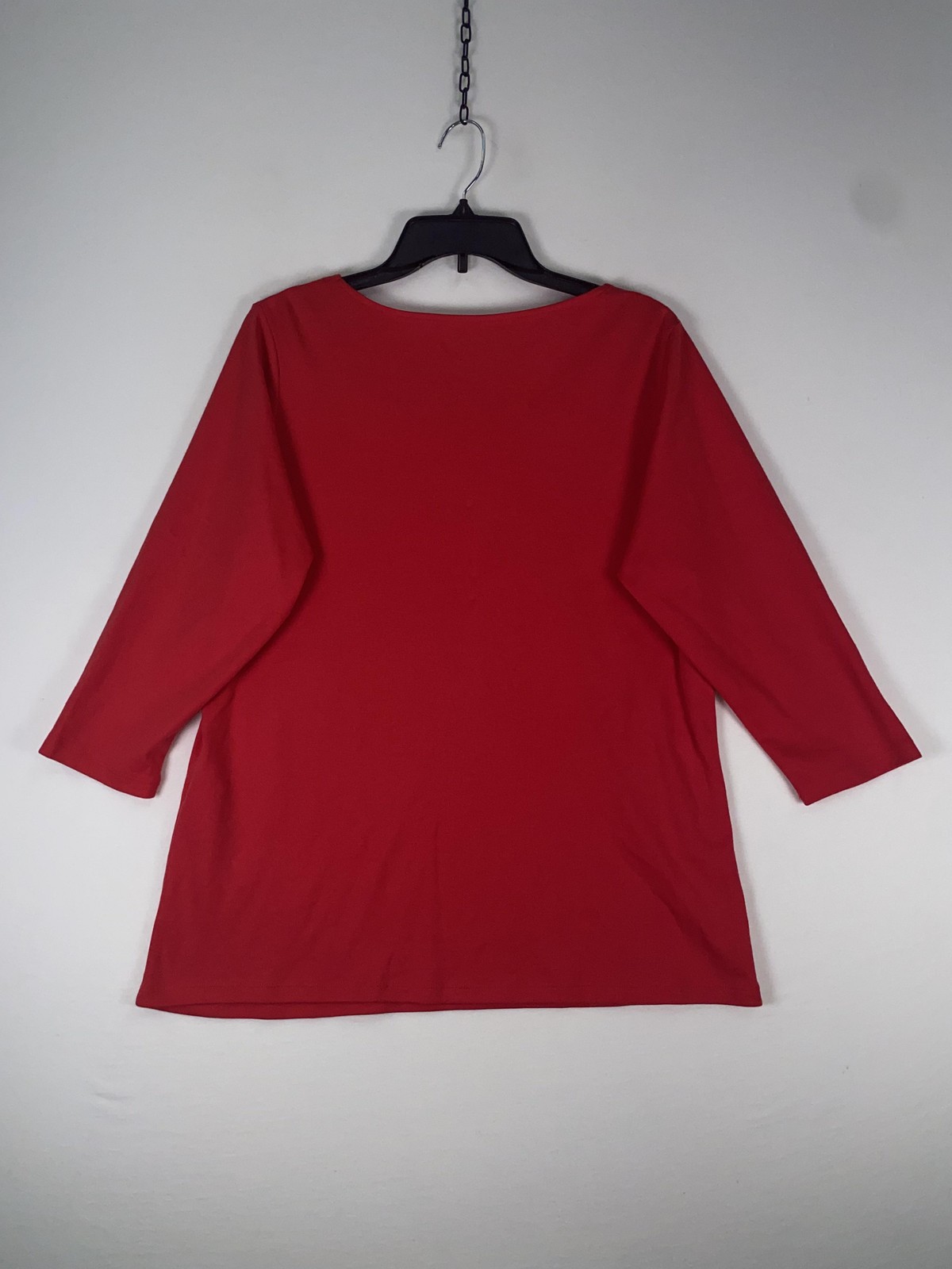 Allison Daley Blouse Womens Large Red 3/4 Sleeve Studded Scoop Neck Jersey Top