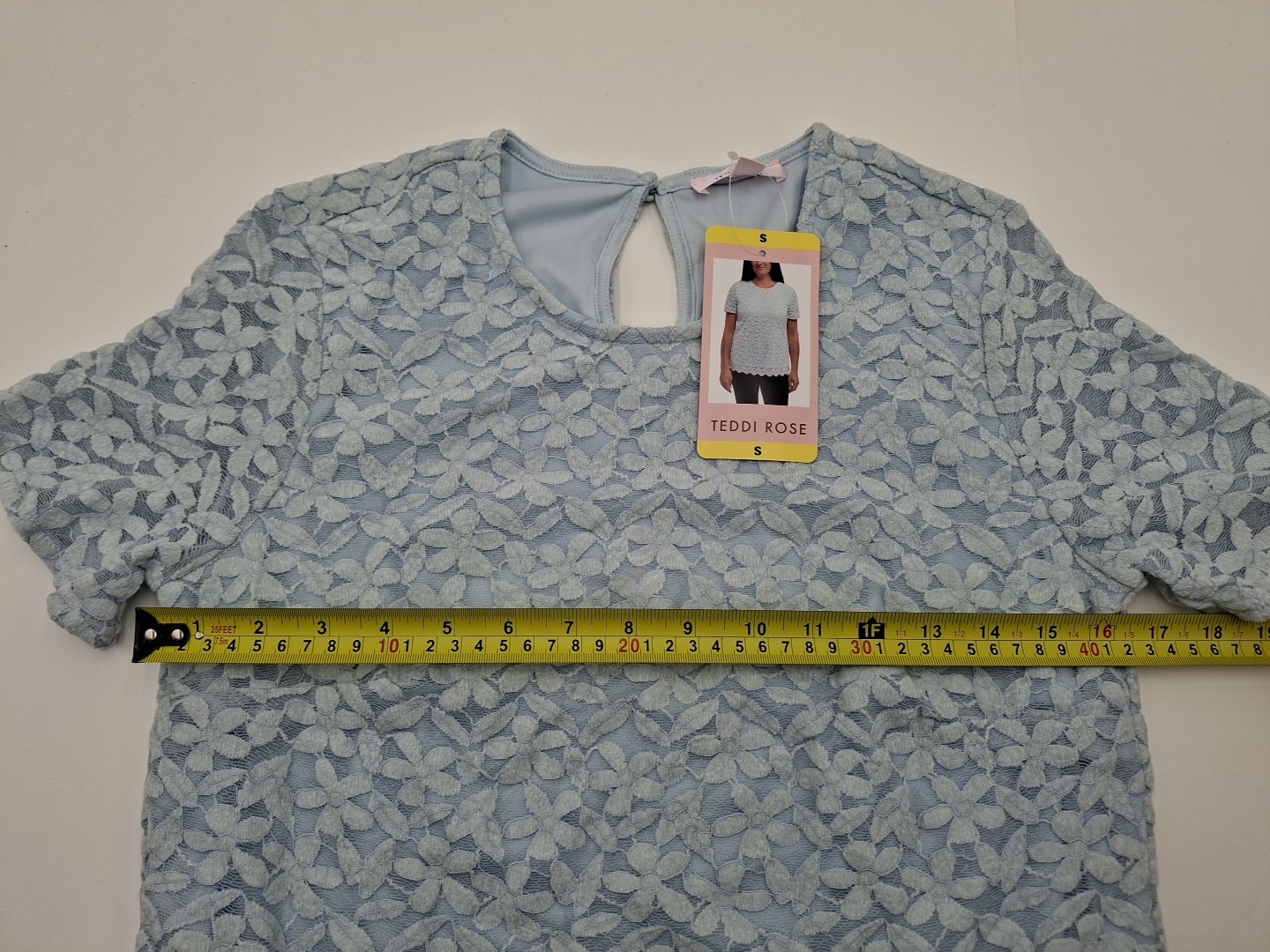 Teddi Rose Women’s Crewneck Short Sleeve Blouse, Light Blue, Size: Small, New