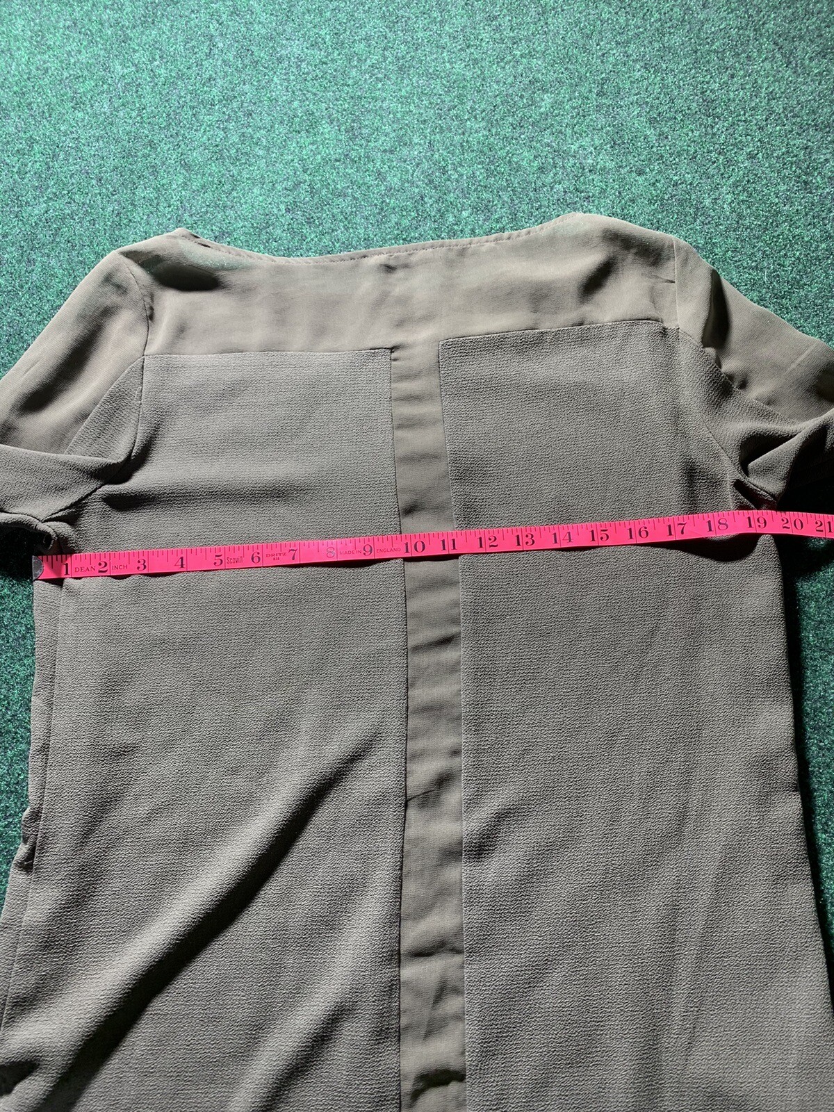 DYNAMITE shirt Women MED Solid olive army green tunic blouse roll tab sleeve top