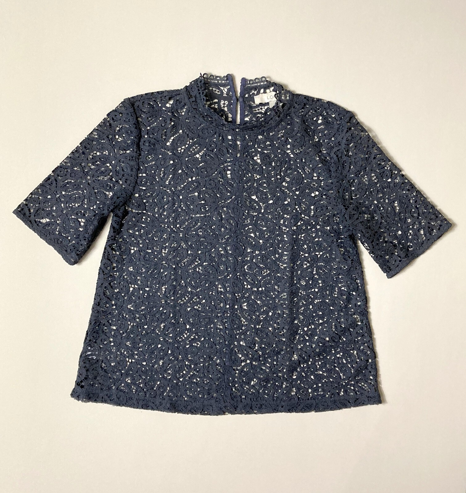 LOFT Gray Lace Dark Academia top S unlined Victorian blouse 1
