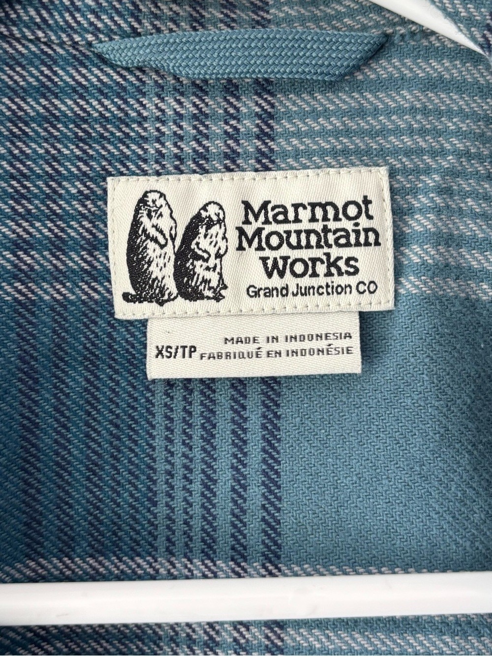 Marmot Incline Heavyweight Flannel Overshirt Moon River Blue Plaid Outdoors