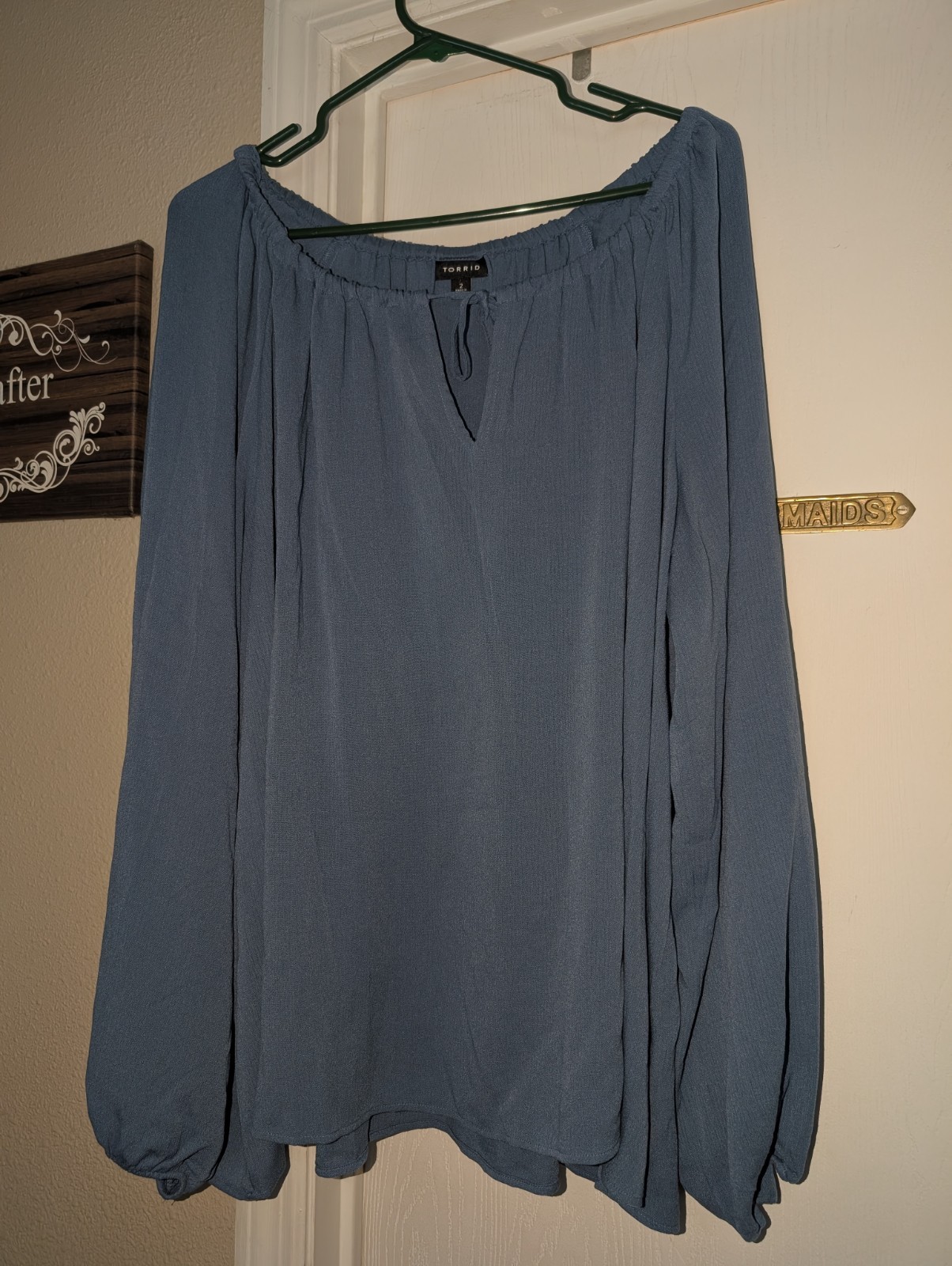 Torrid Sz 2 (18/20) Crinkle Gauze Relaxed Popover Blouse Cornflower Blue Boho