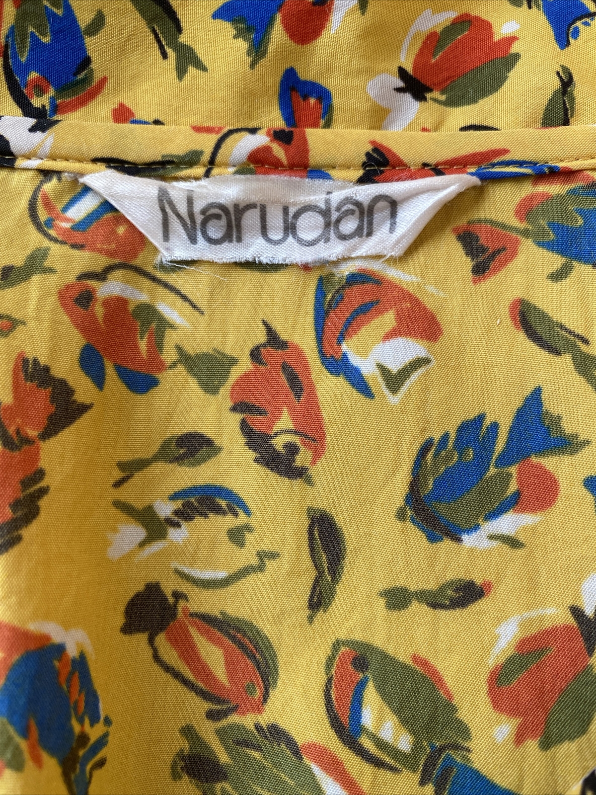 Vtg Narudan Paris Women’s M Blouse Shirt Top Tropical Fish Beach Yellow Rare