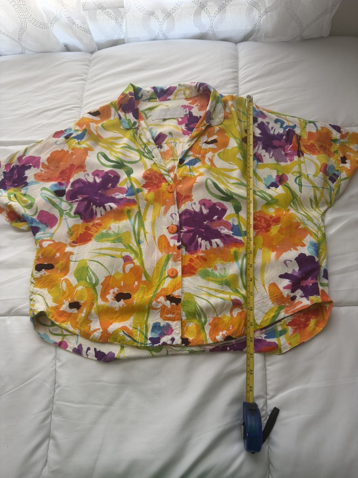 Jams World Women’s S Flower Dream Hawaiian Floral Shirt Button Up Tropical Artsy