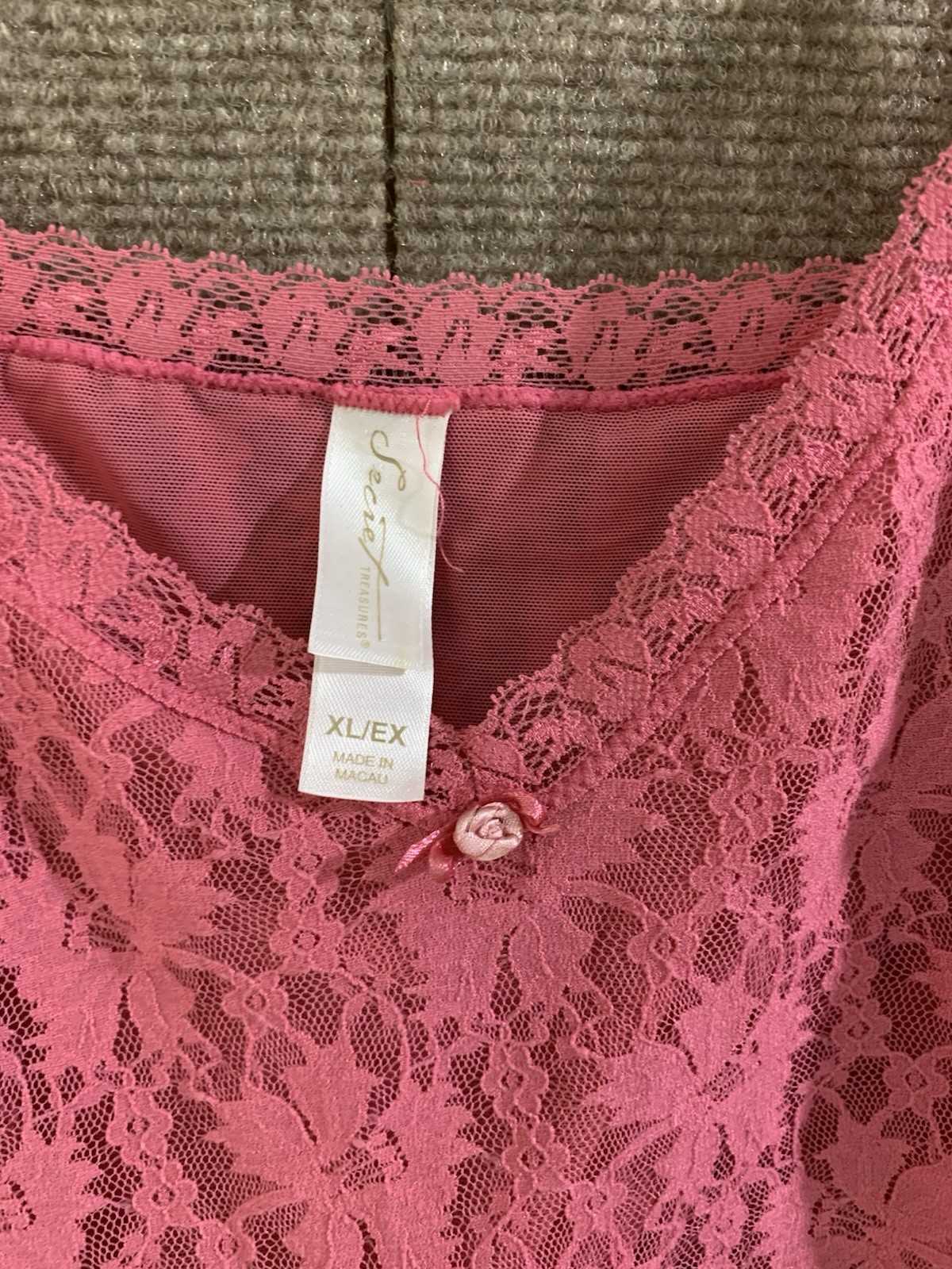 Womens Babydoll Y2K Top Coquette Fairy Lace Mesh Cami Stretch XL Pink Dainty