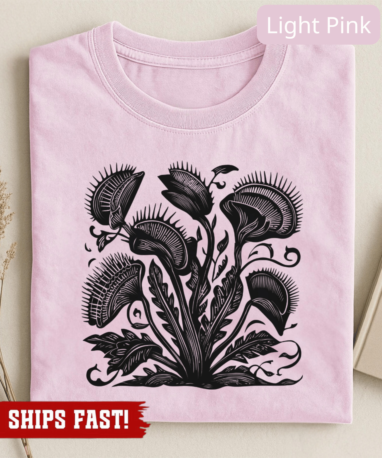 Venus Flytrap Shirt Gothic Plant Graphic Dark Botanical Aesthetic Carnivorous Pl