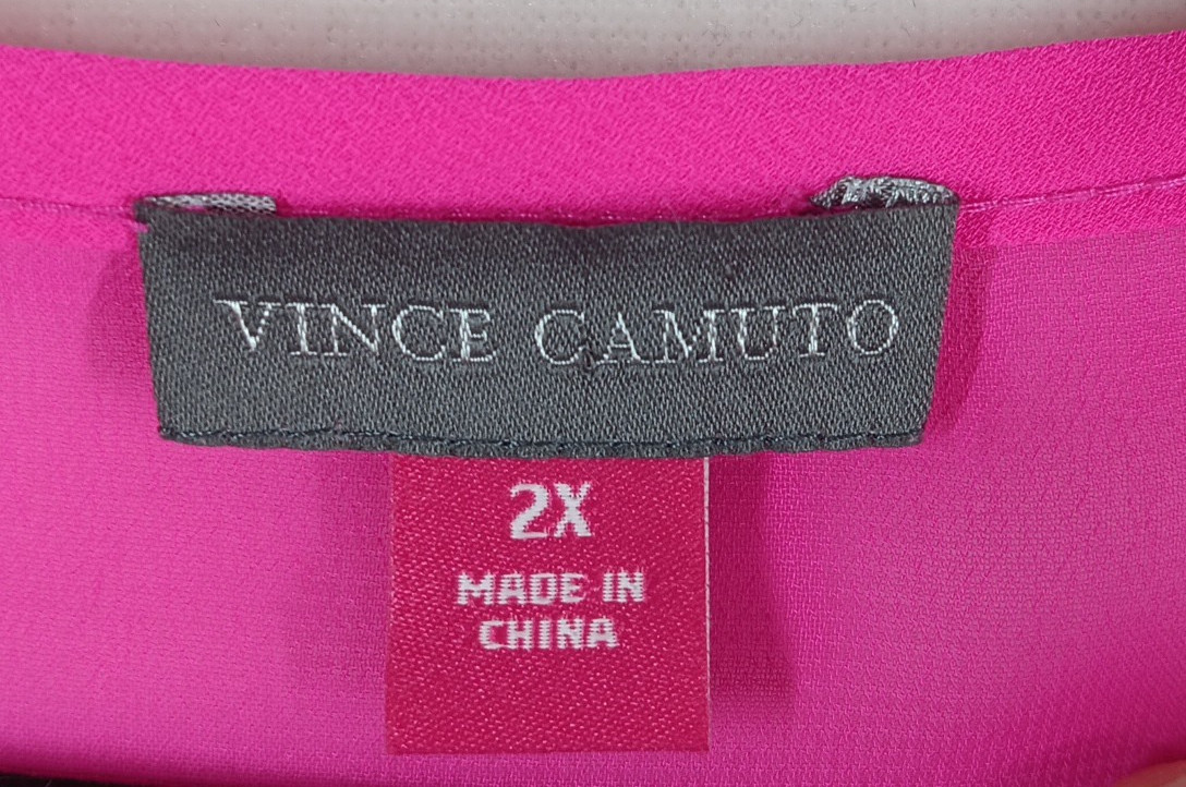 Vince Camuto Womens 2X Pink with White Polka-Dot cuello redondo Top Sleeveless