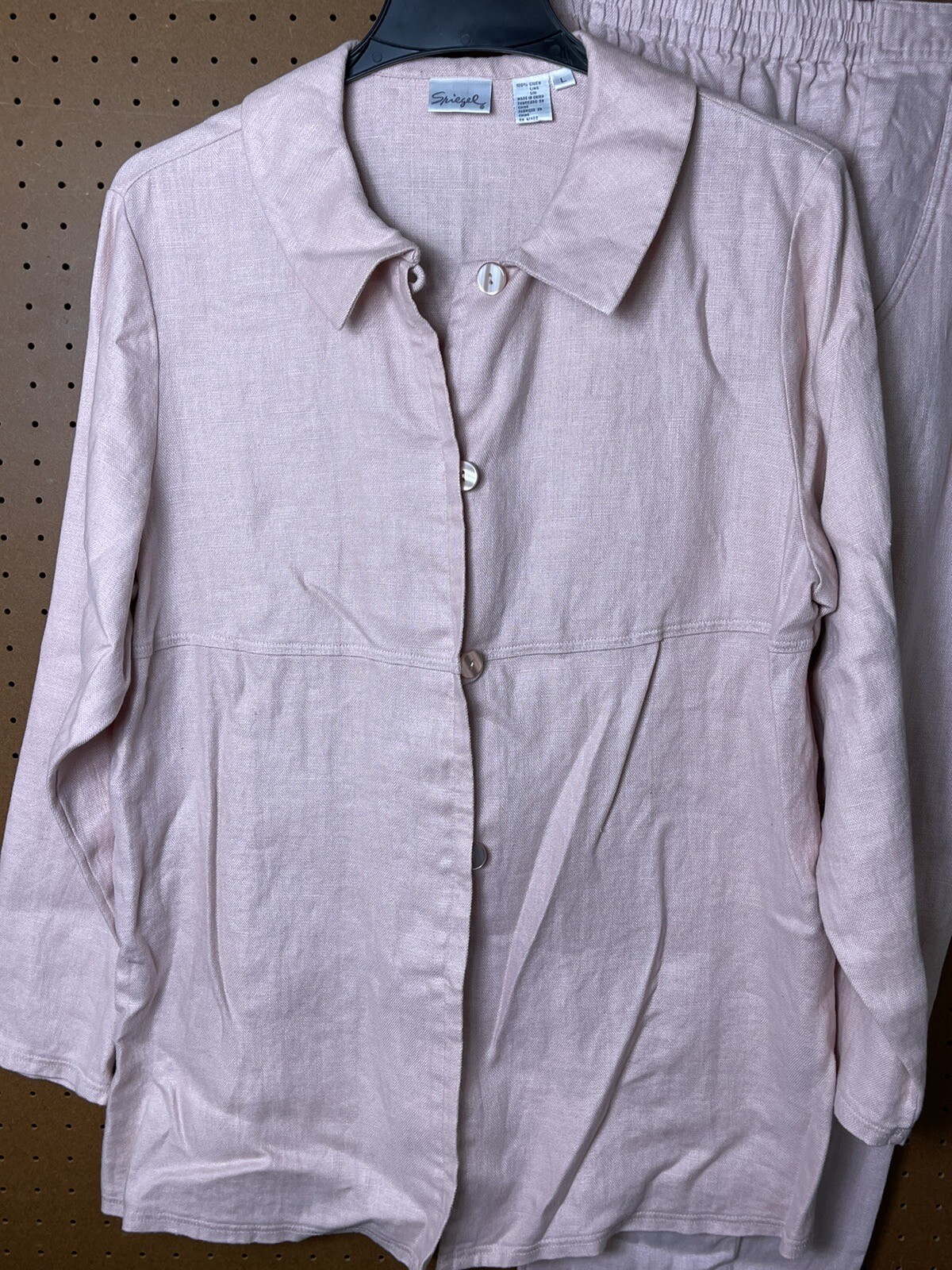 Spiegel Women’s Linen Light Pink Top Jacket & Pants Size 14 EUC Beautiful