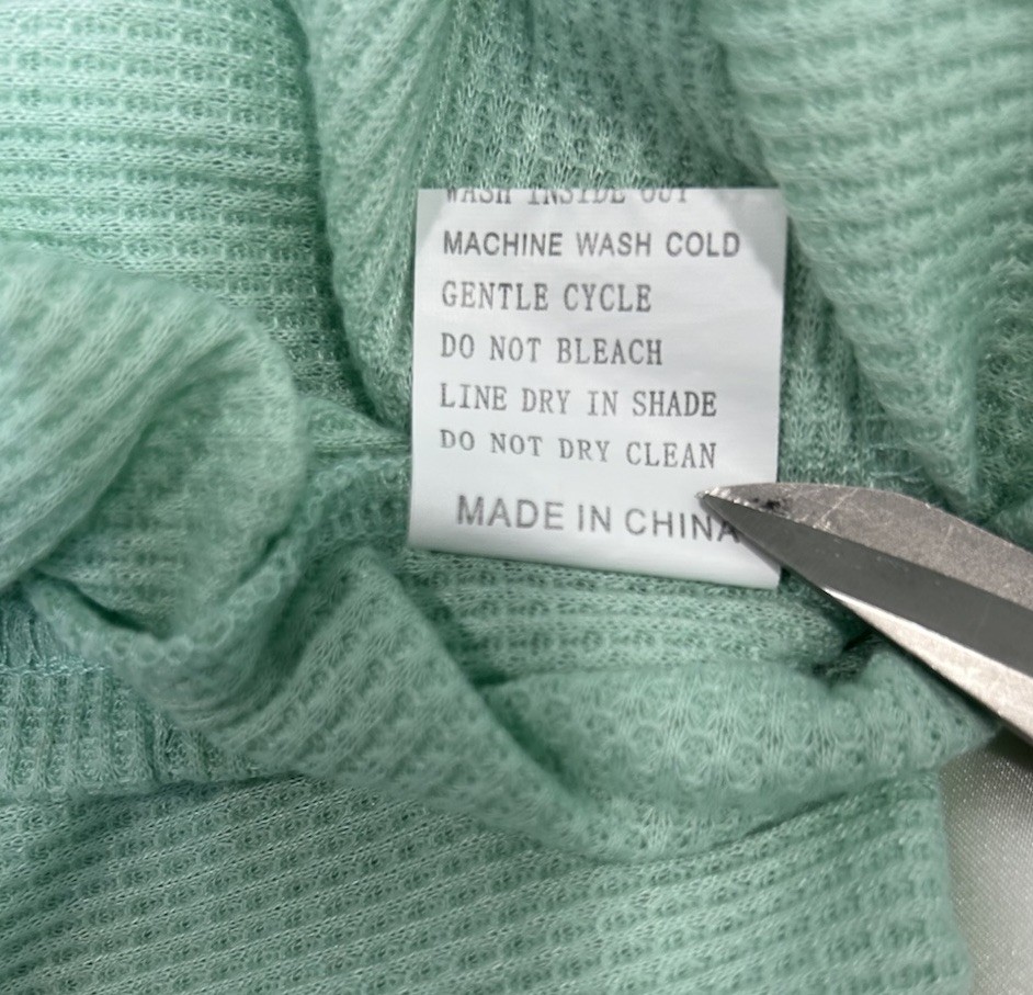 Waffle Knit Cap Sleeve T-shirt 4 Button Pullover Sz L Mint Green EUC