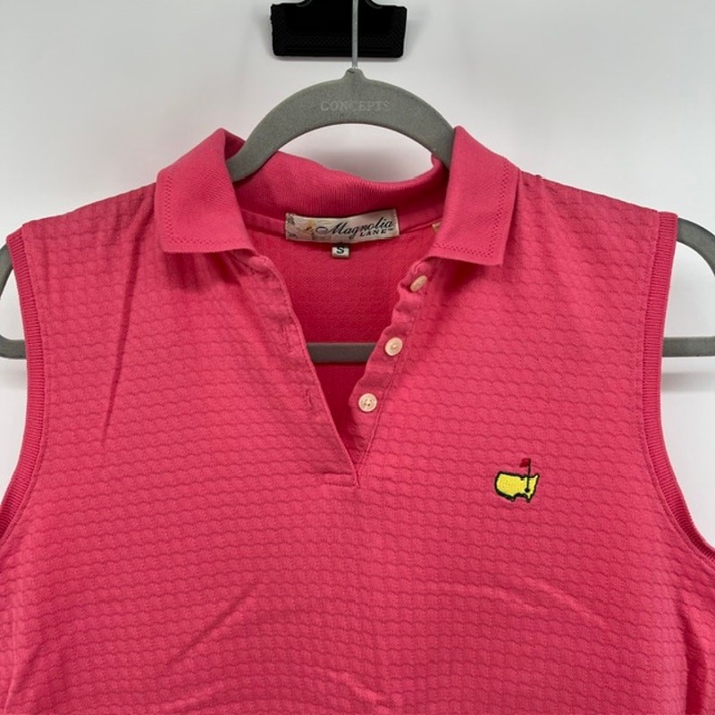 VTG Magnolia Lane Masters Sleeveless Top Womens S Pink Waffle Knit Preppy Logo