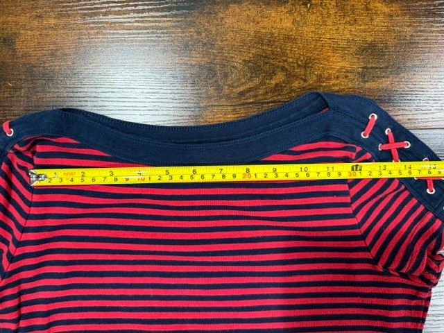 ❤️⚓️ Chaps Red & Navy Blue Striped Boatneck Cotton Tee