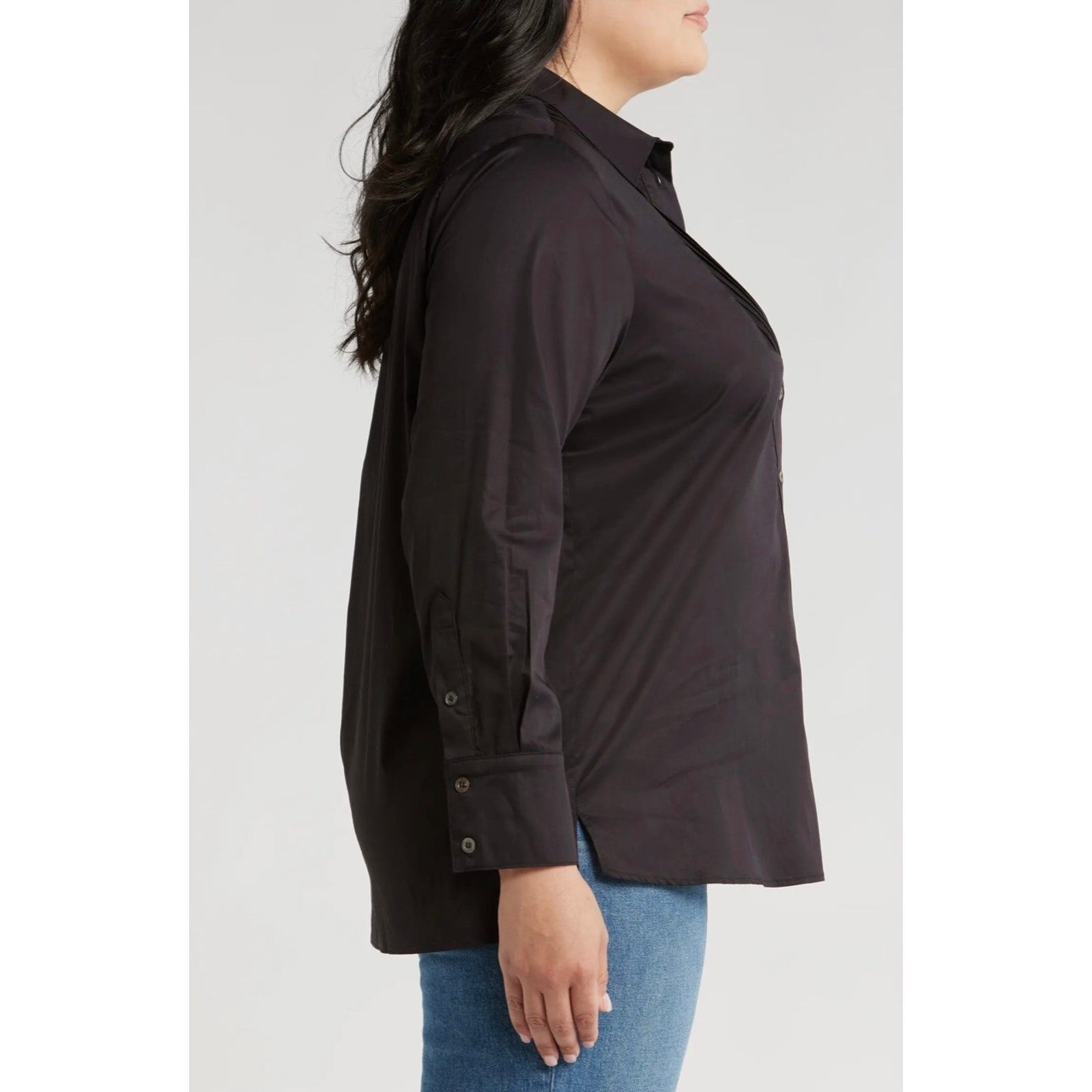 Harshman Black Pleated Front Button-Down Shirt – Women’s 2X- NWT- Ret$265