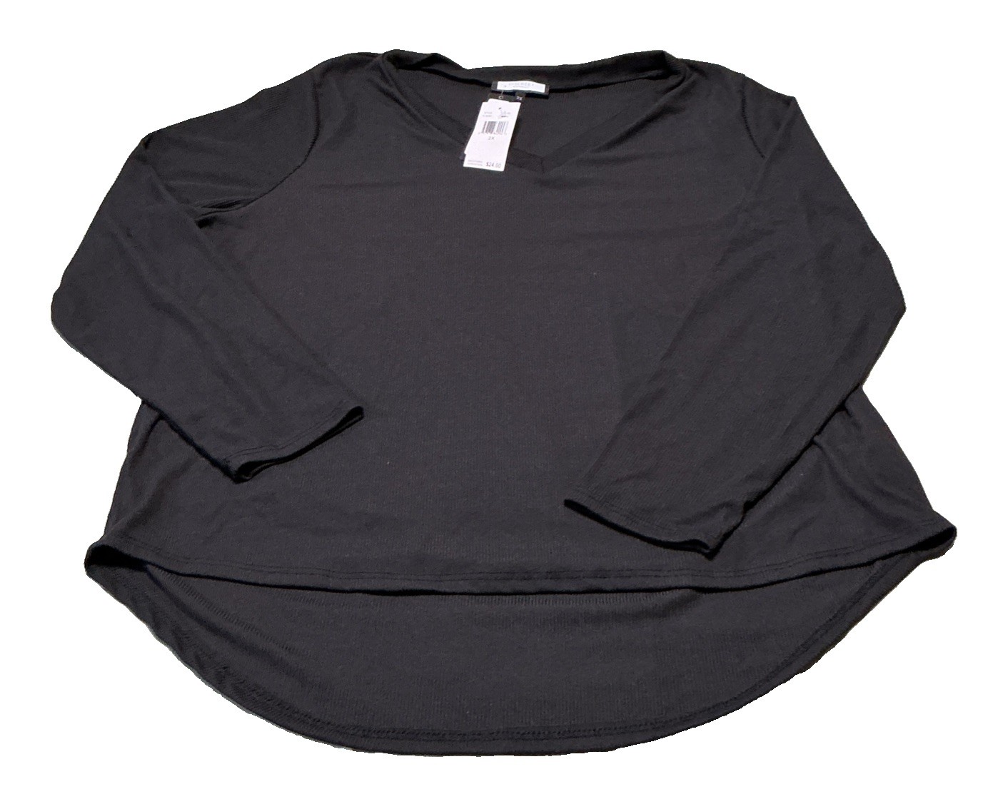 Discreet Plus 2X Long Sleeve High Low Shirt Women’s V Neck