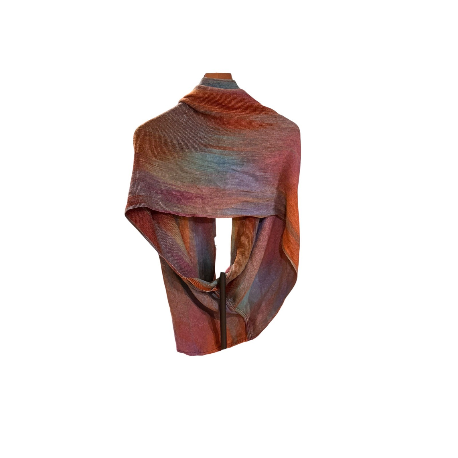 Multicolor Space Dye Knit Infinity Wrap shirt Orange Purple Blue Lightweight Art