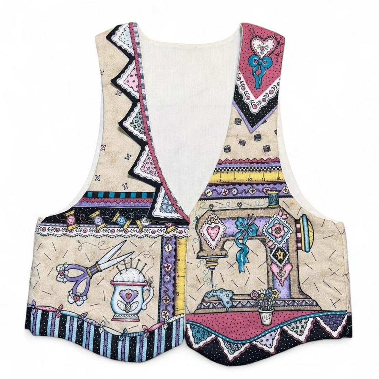 Vintage Handmade Patchwork Sewing Craft Cottagecore Vest Womens Size M Granola