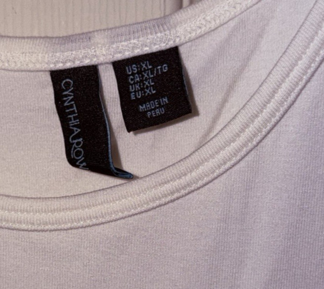 New CYNTHIA ROWLEY Stretch Pima Cotton Modal Basic Tank Top White XL NWT