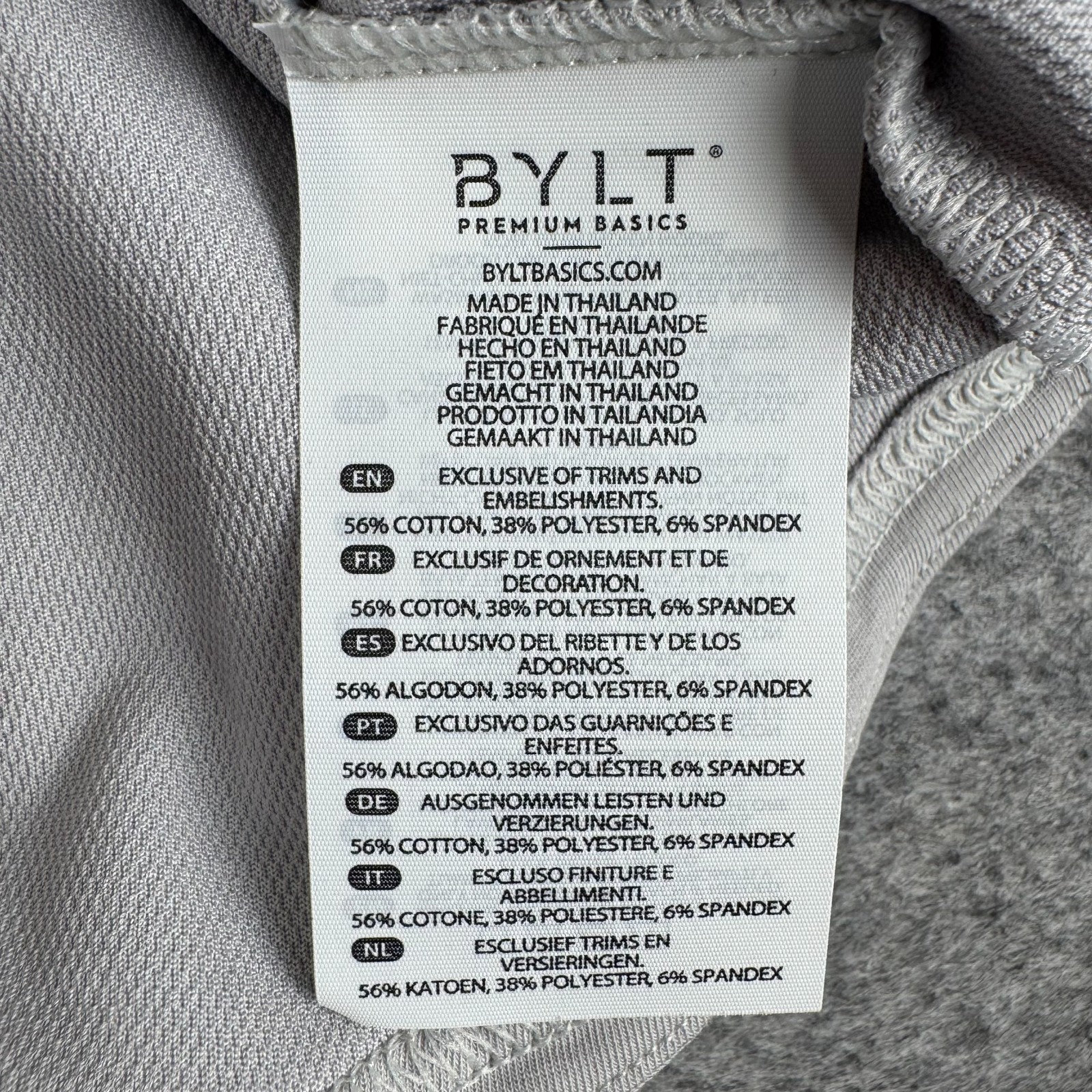 BYLT Premium Basics Drift Long Sleeve Shirt Fitted Gray Womens Small S
