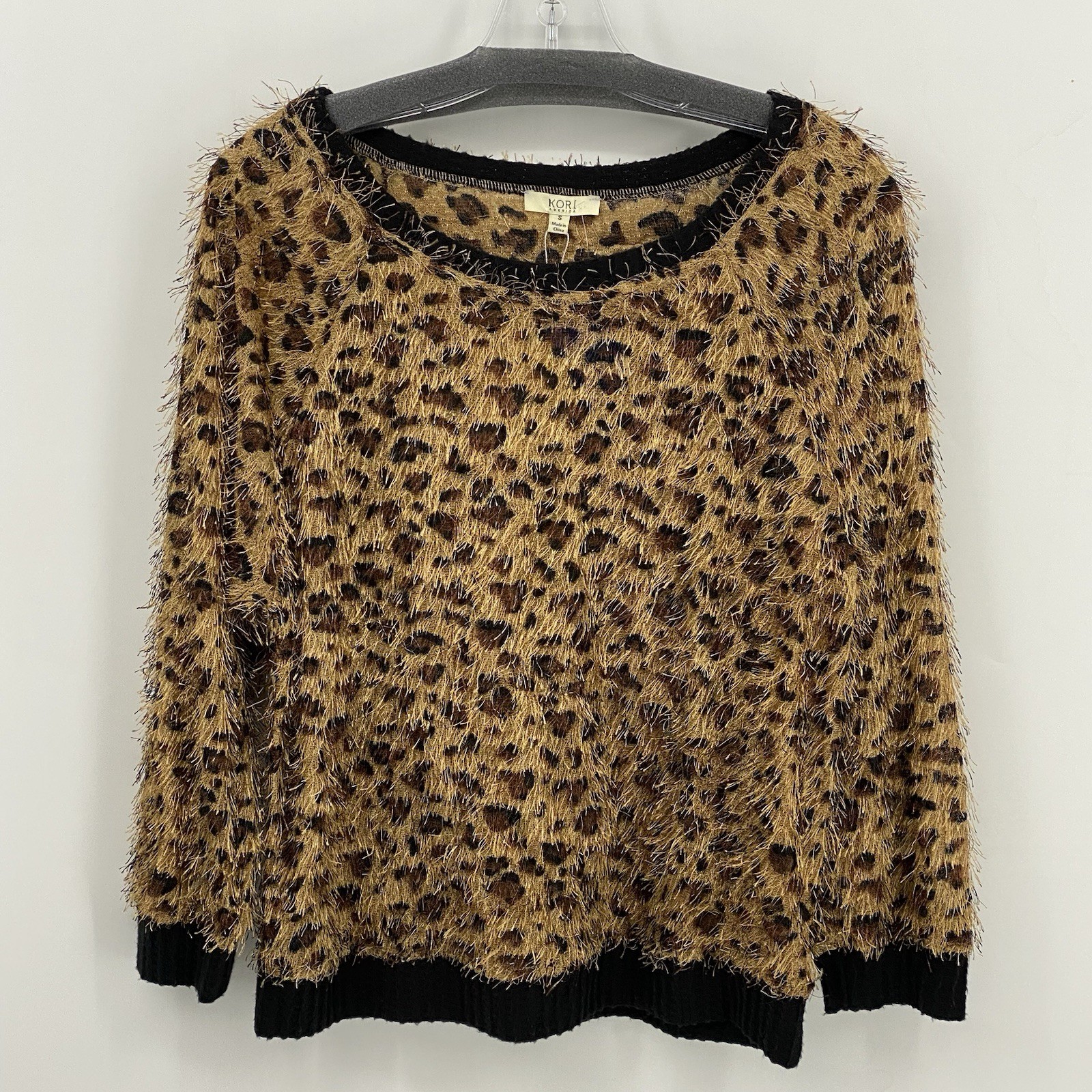 Kori Cheetah Leopard Print Polyester Pullover Top Sz Small NWT