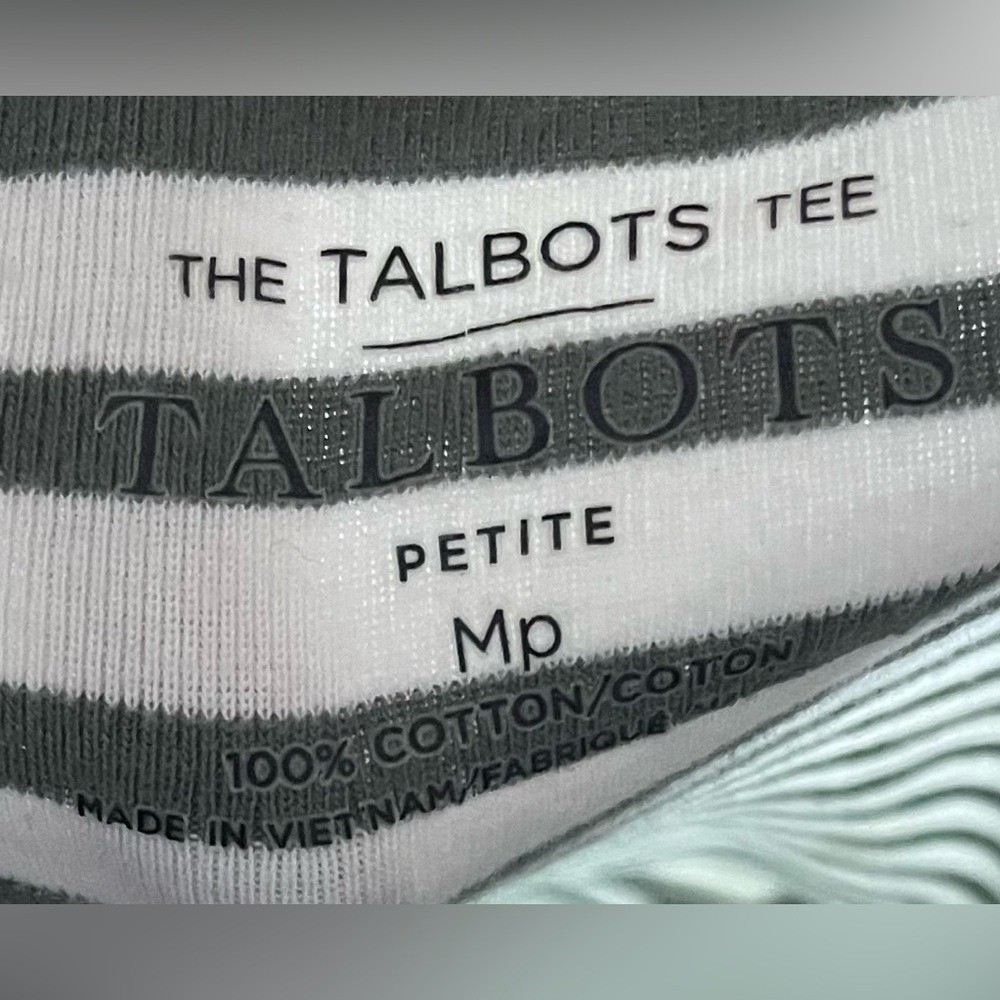 Talbots-Sage green and White Striped Trend French girl Tee Size MP