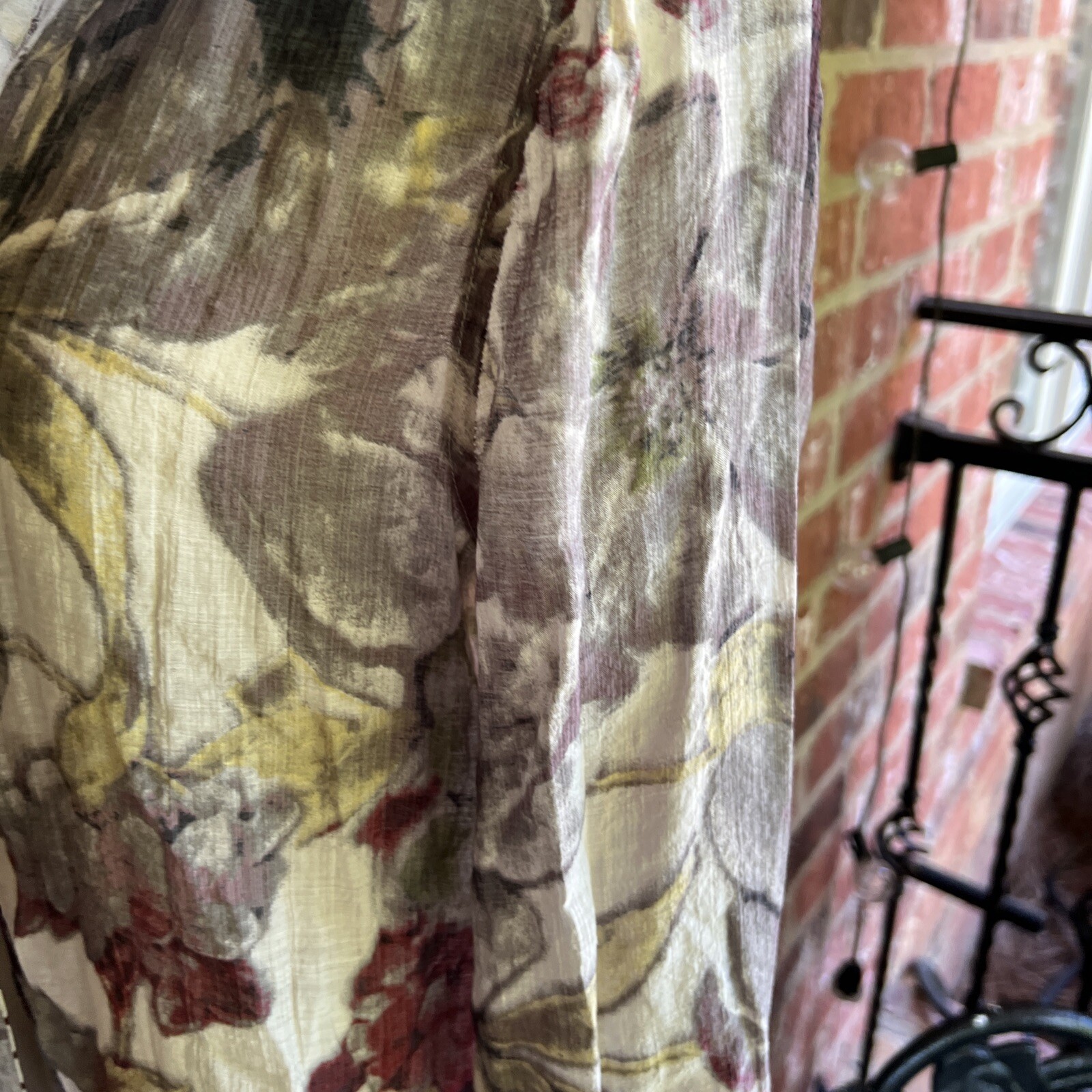 Mystree Maxi Button Down Top Tunic Floral Size Small Colorful Side Slit