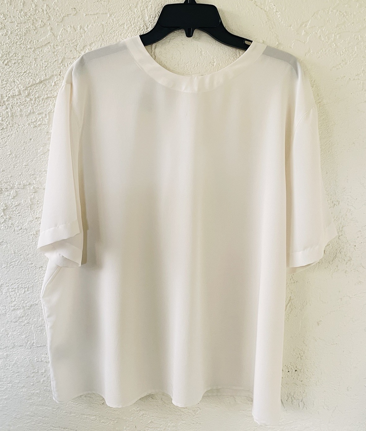 Rena Rowan For SAVILLE off white 20W Short Sleeve Blouse Top Casual