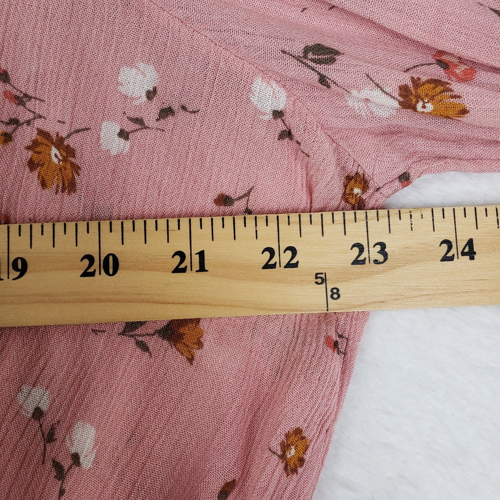 Arizona Jean Co Pink Floral Cold Shoulder Ruffle Tie Front Blouse XL Rayon Top