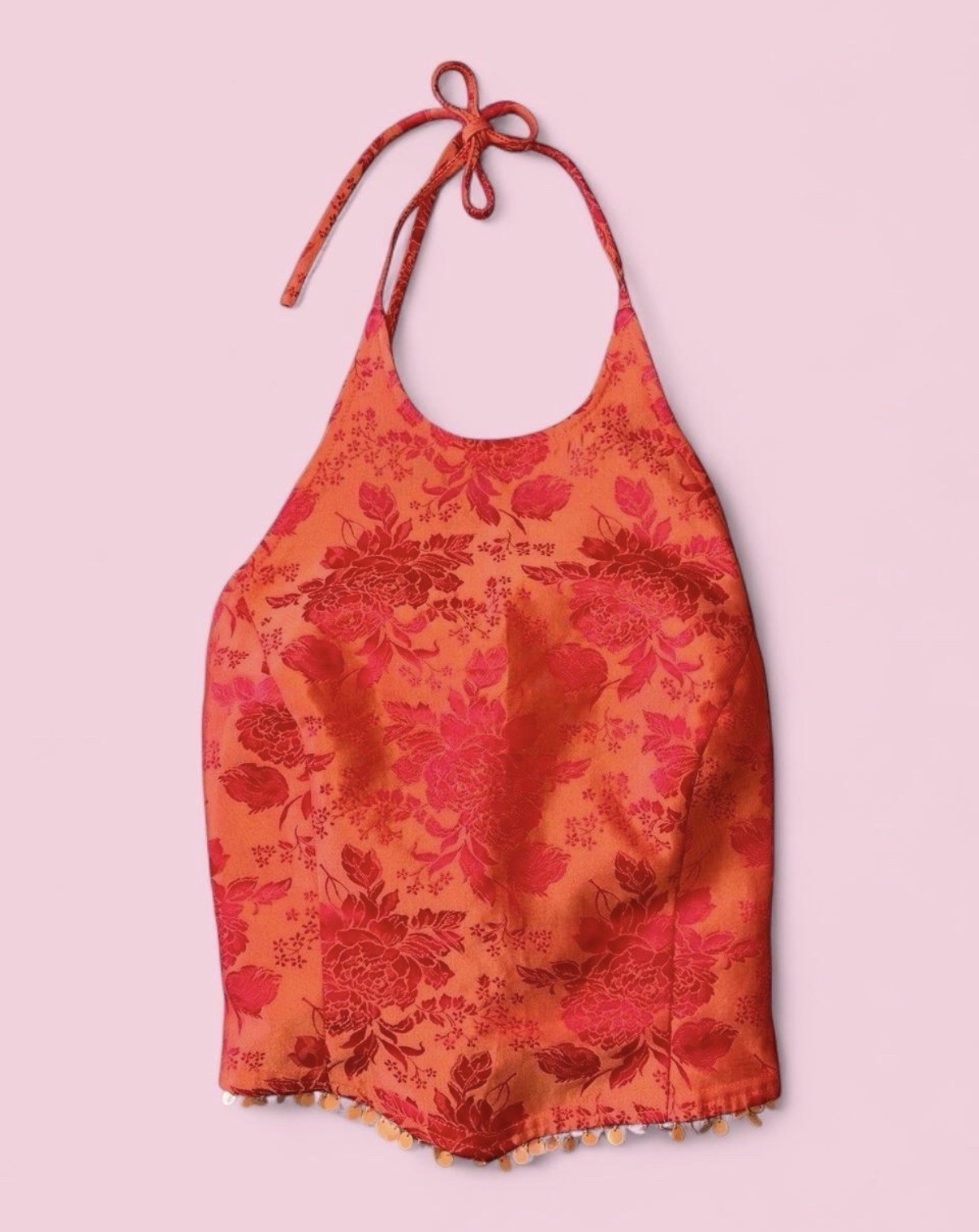 Jessica McClintock Gunnie Sax Millennium 2000 Floral Satin Silk Halter Top 5