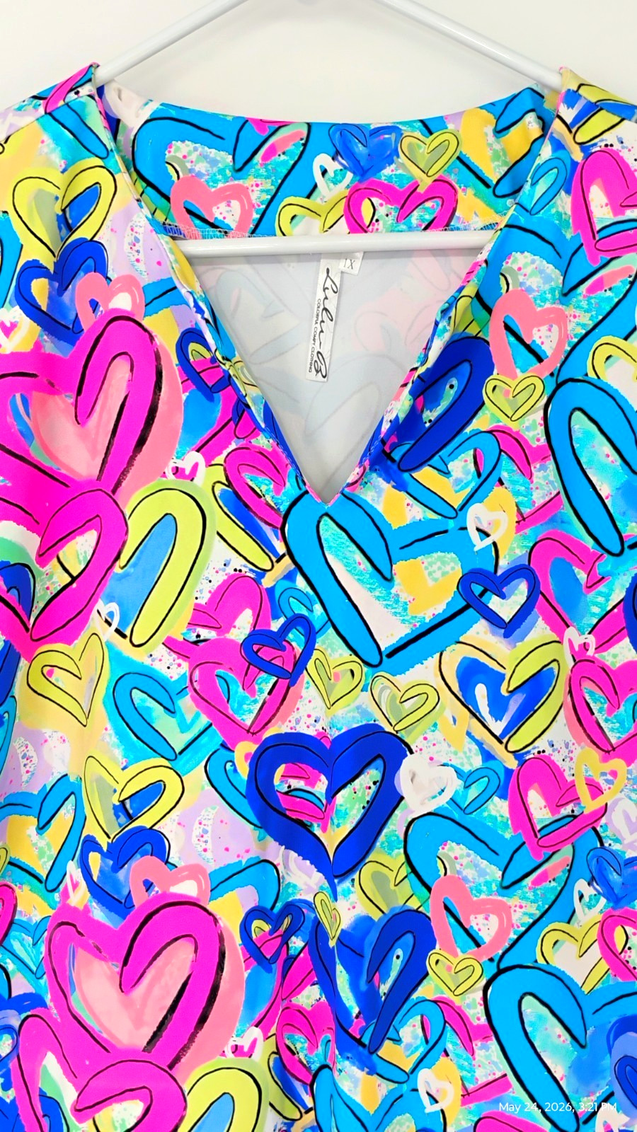 NEW Lulu-B Secret Love Hearts Short Sleeve Top UPF 50 Multicolor Size 1X