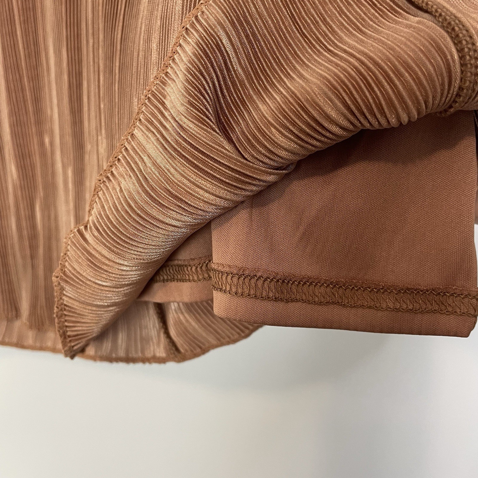 J. Crew Factory Plissé Shell Top Warm Brown Tan XXL CC215 Holiday Office Work