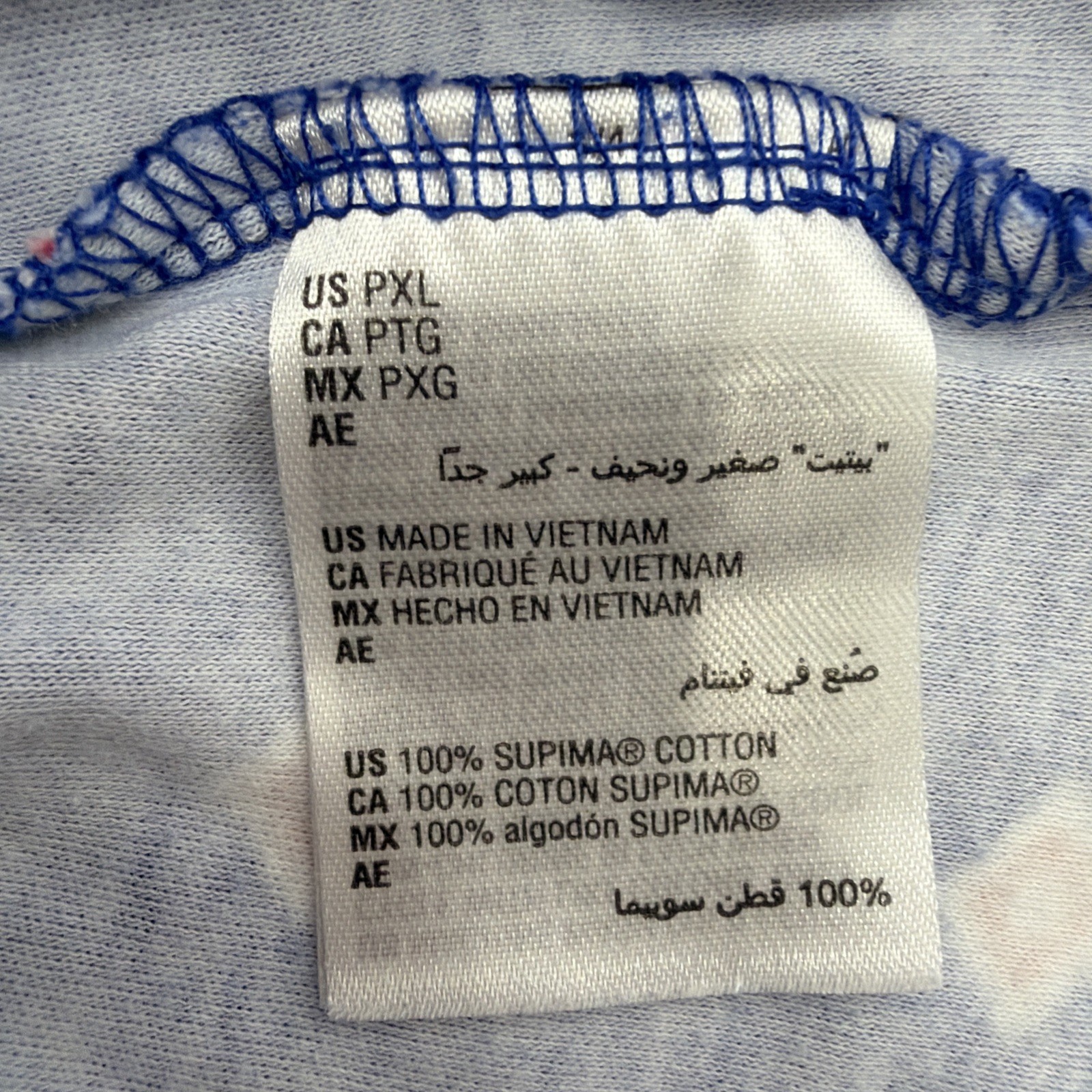 Charter Club 3/4 Sleeve Polo Shirt Women PXL Blue Aop 100% Supima Cotton.#46935